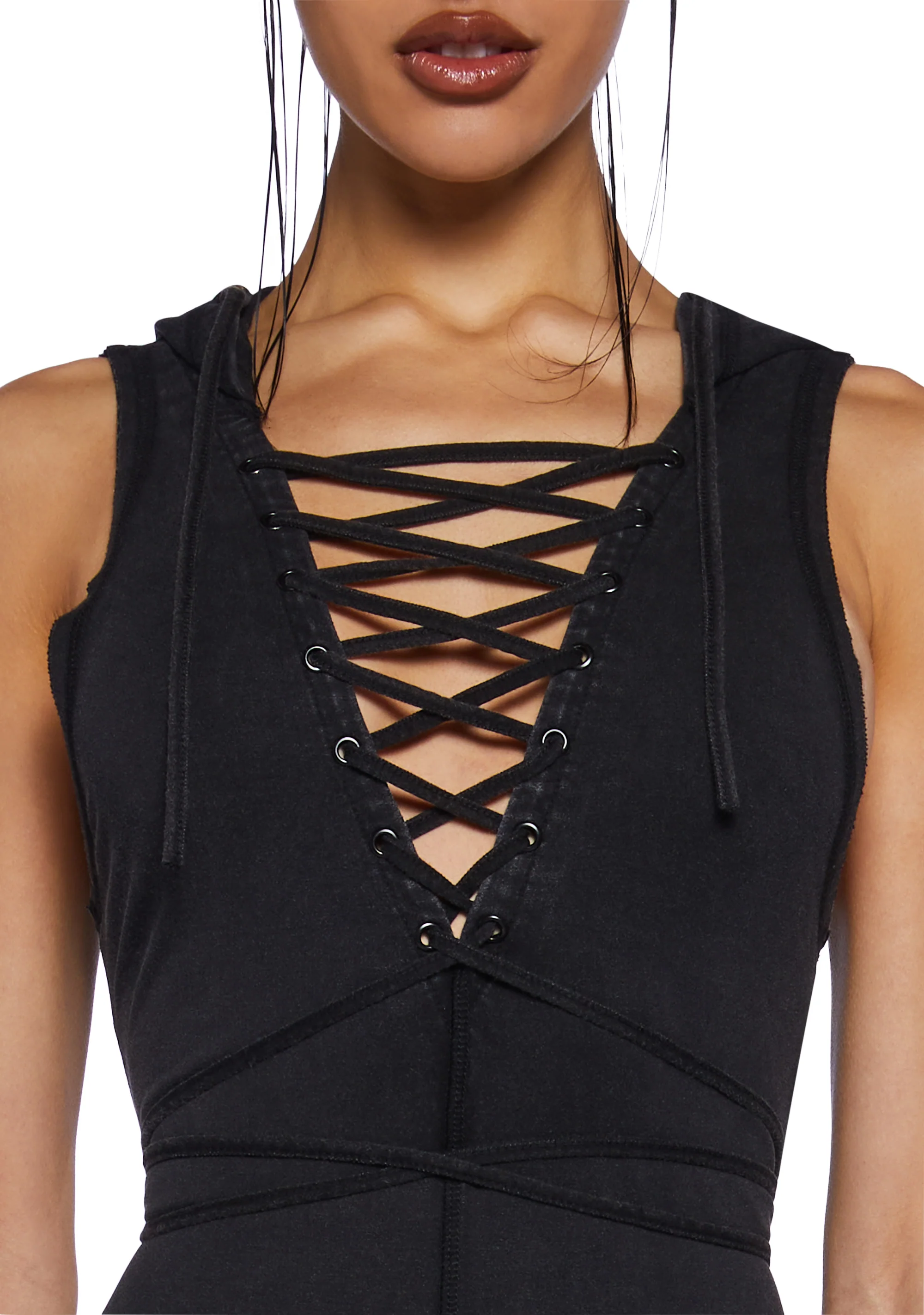 Switch Lace-Up Romper - Black - Image 7