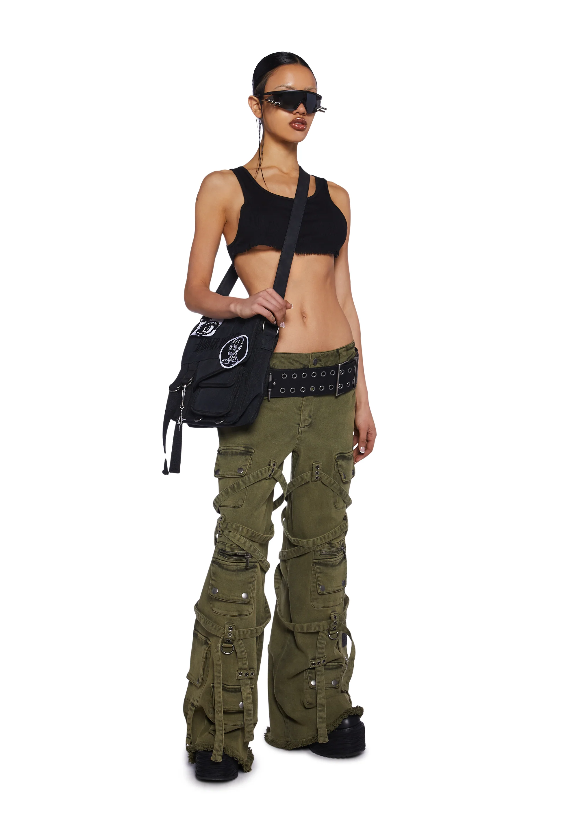 Switch Strappy Cargo Pants - Green - Image 2
