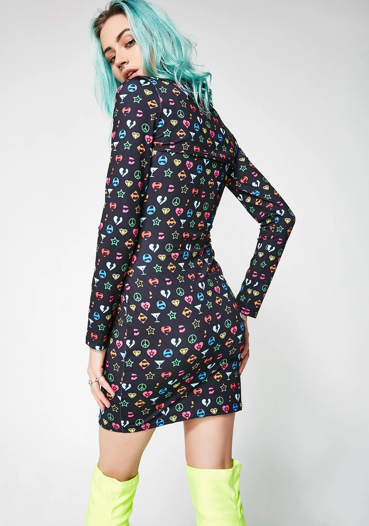 Symbol Print Overlay Mini Dress - Image 4