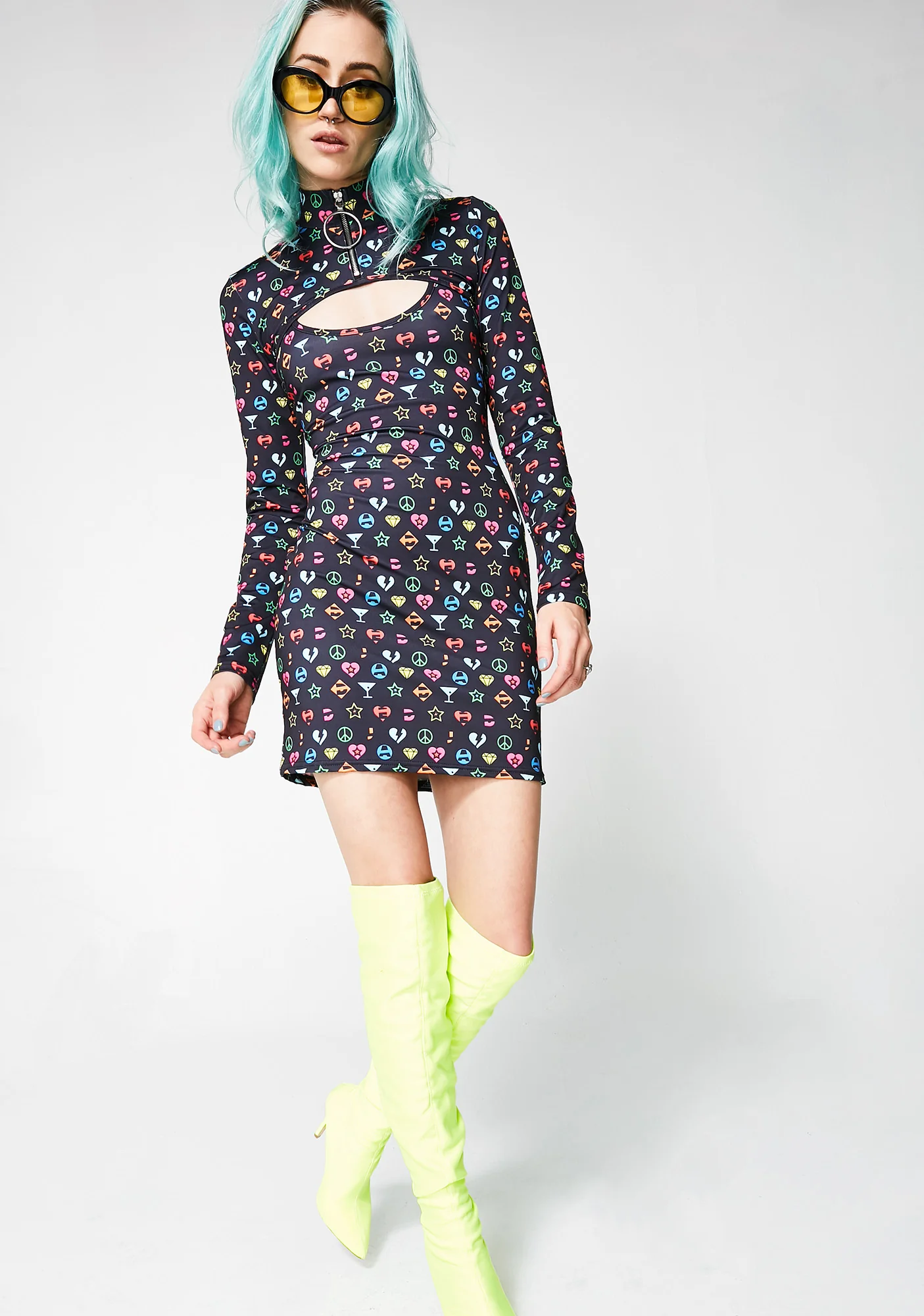 Symbol Print Overlay Mini Dress - Image 5