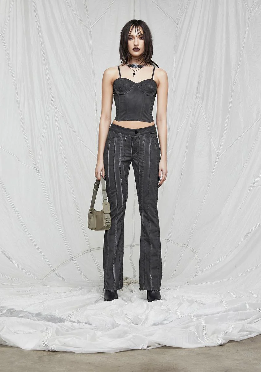 Synth Washed Pants With Raw Edge Details - Image 2