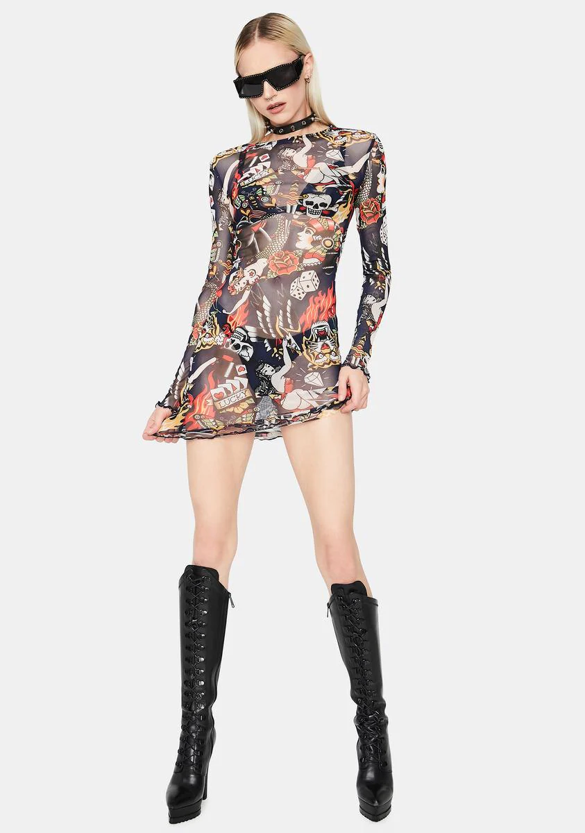 Take A Gamble Mesh Dress - Image 3