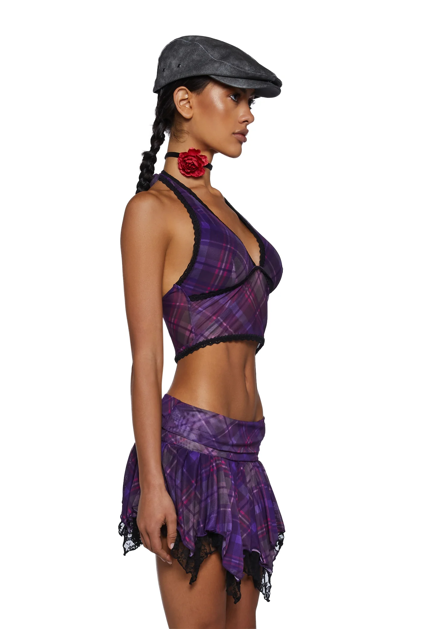 Tales Of Fantasy Halter Top - Purple Plaid - Image 3