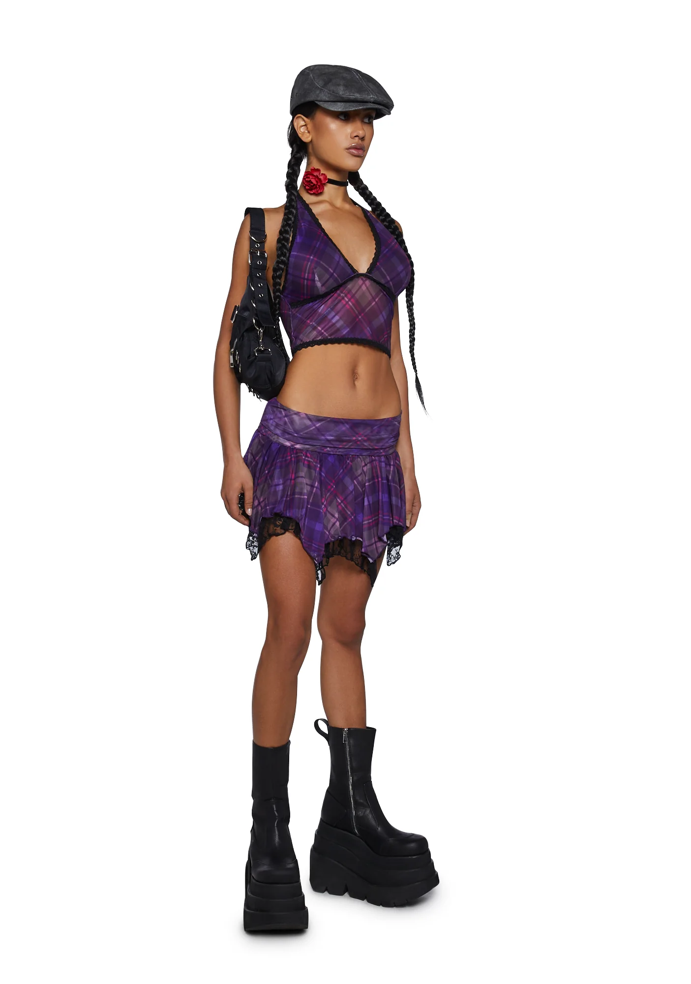 Tales Of Fantasy Mini Skirt - Purple Plaid - Image 2