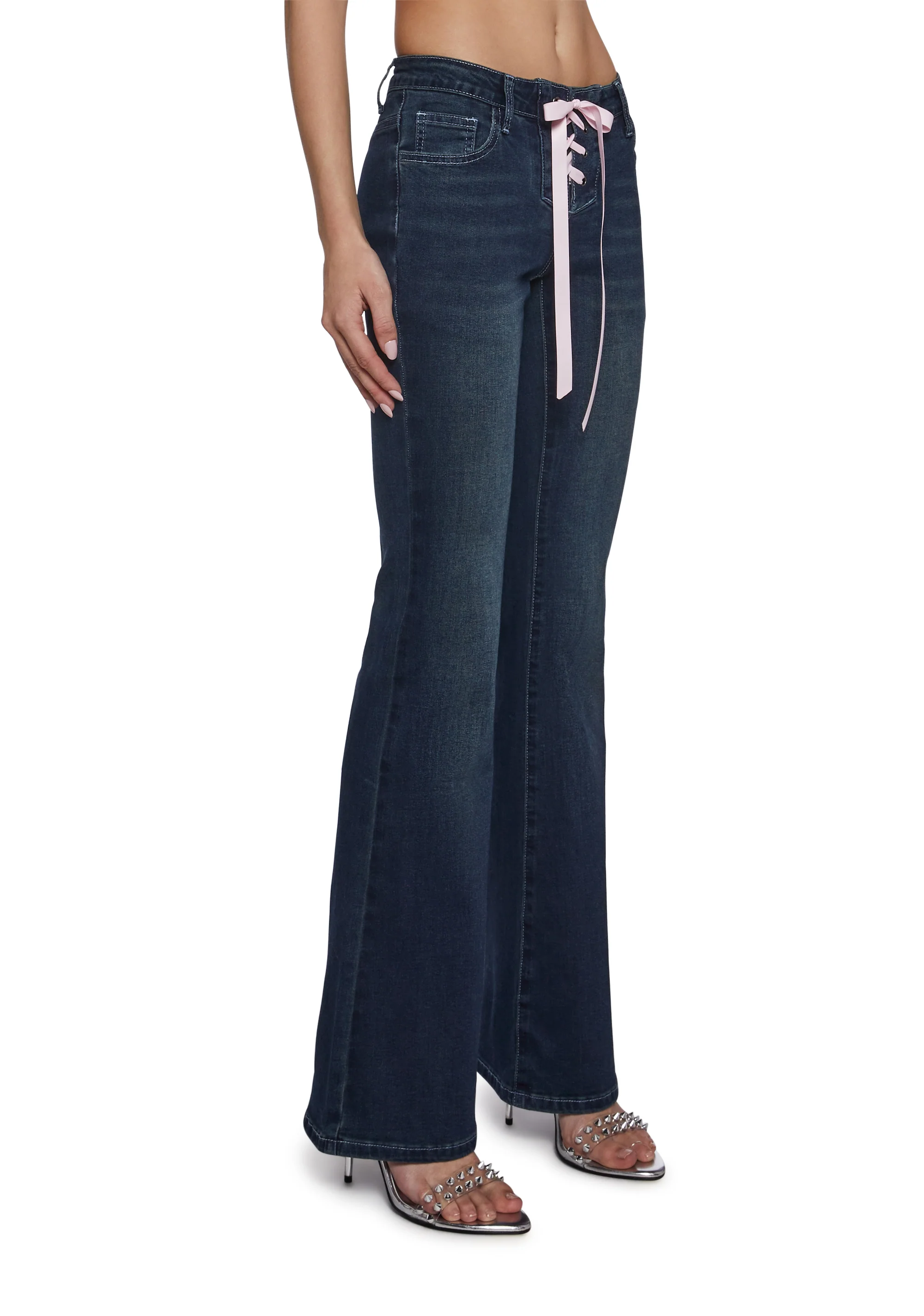Talia Low Rise Jeans - Lace Up - Image 3