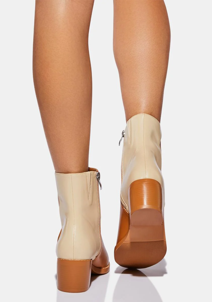 Tan Balancing Act Vegan Leather Boots - Image 4