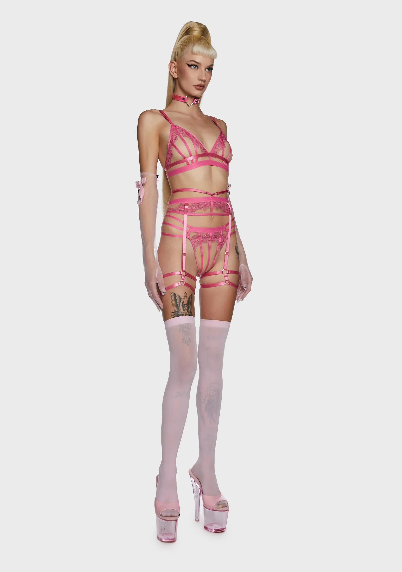 Tasha Illusion Mesh Thong - Pink - Image 2