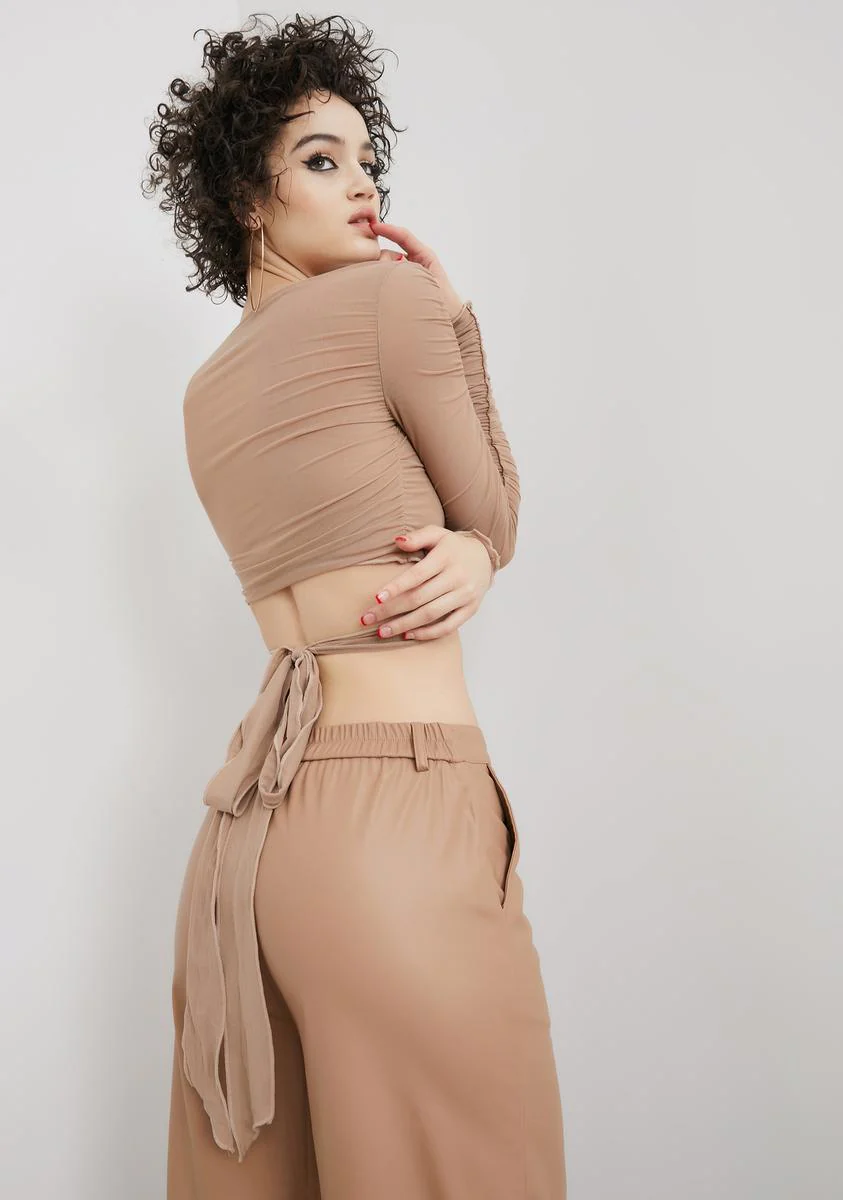 Taupe Match My Energy Wrap Top - Image 4