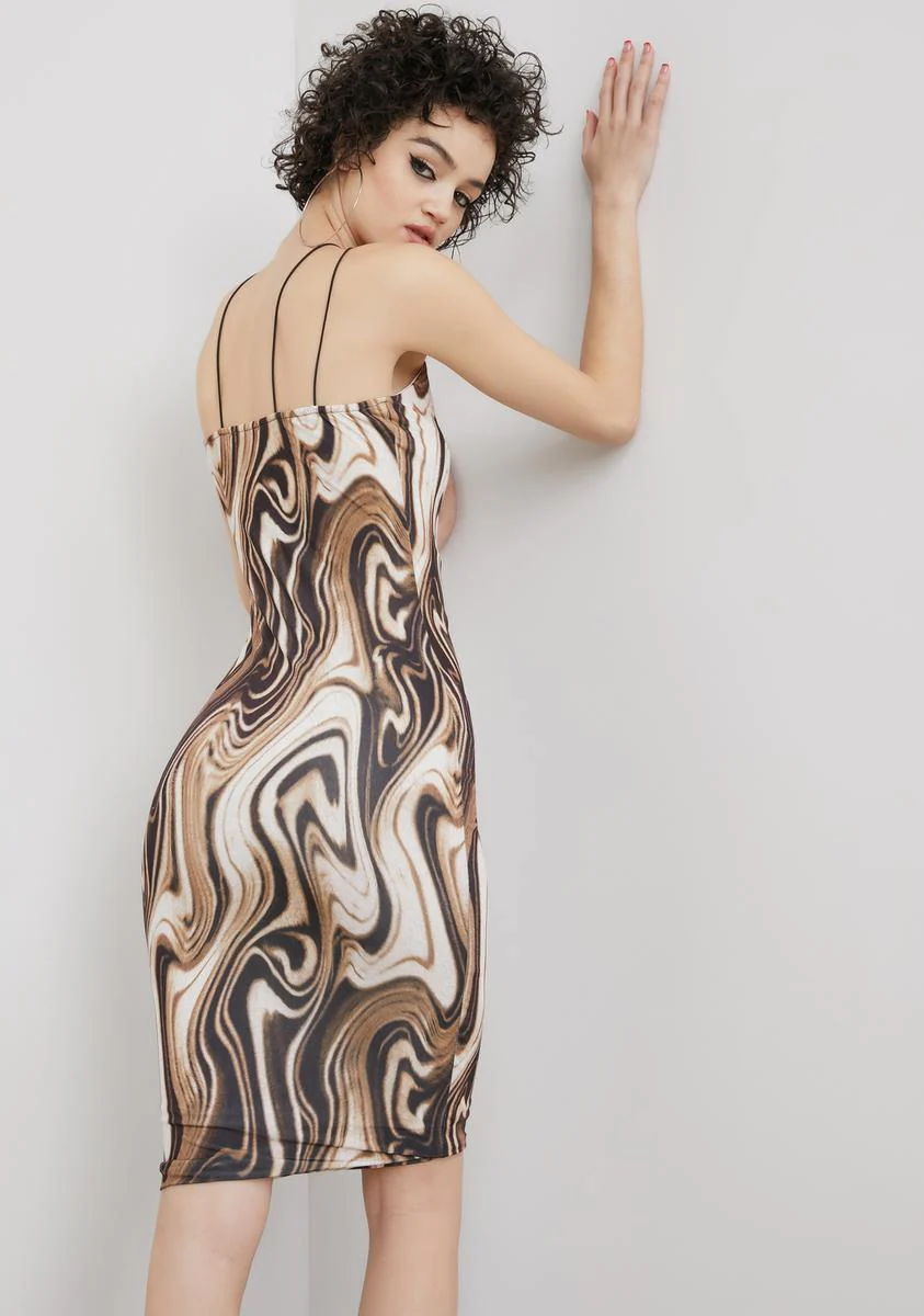 Taupe Second Skin Bodycon Midi Dress - Image 4
