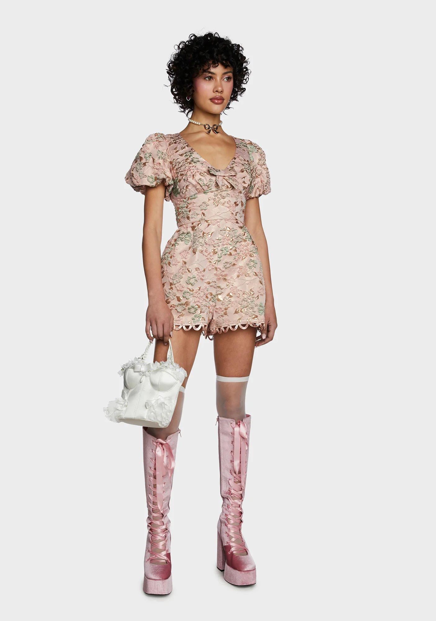 Tea And Circumstance Jacquard Romper - Image 5