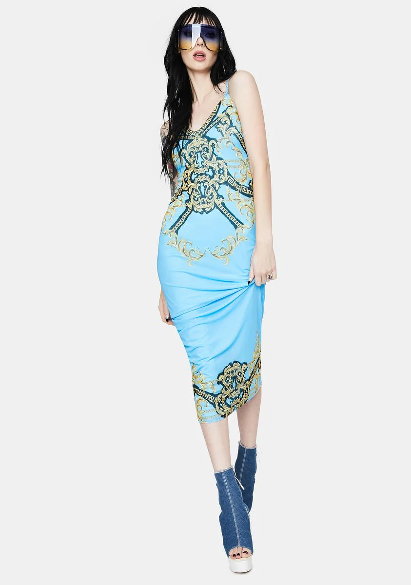 Teal Chain Amina Mesh Midi Dress - Image 3