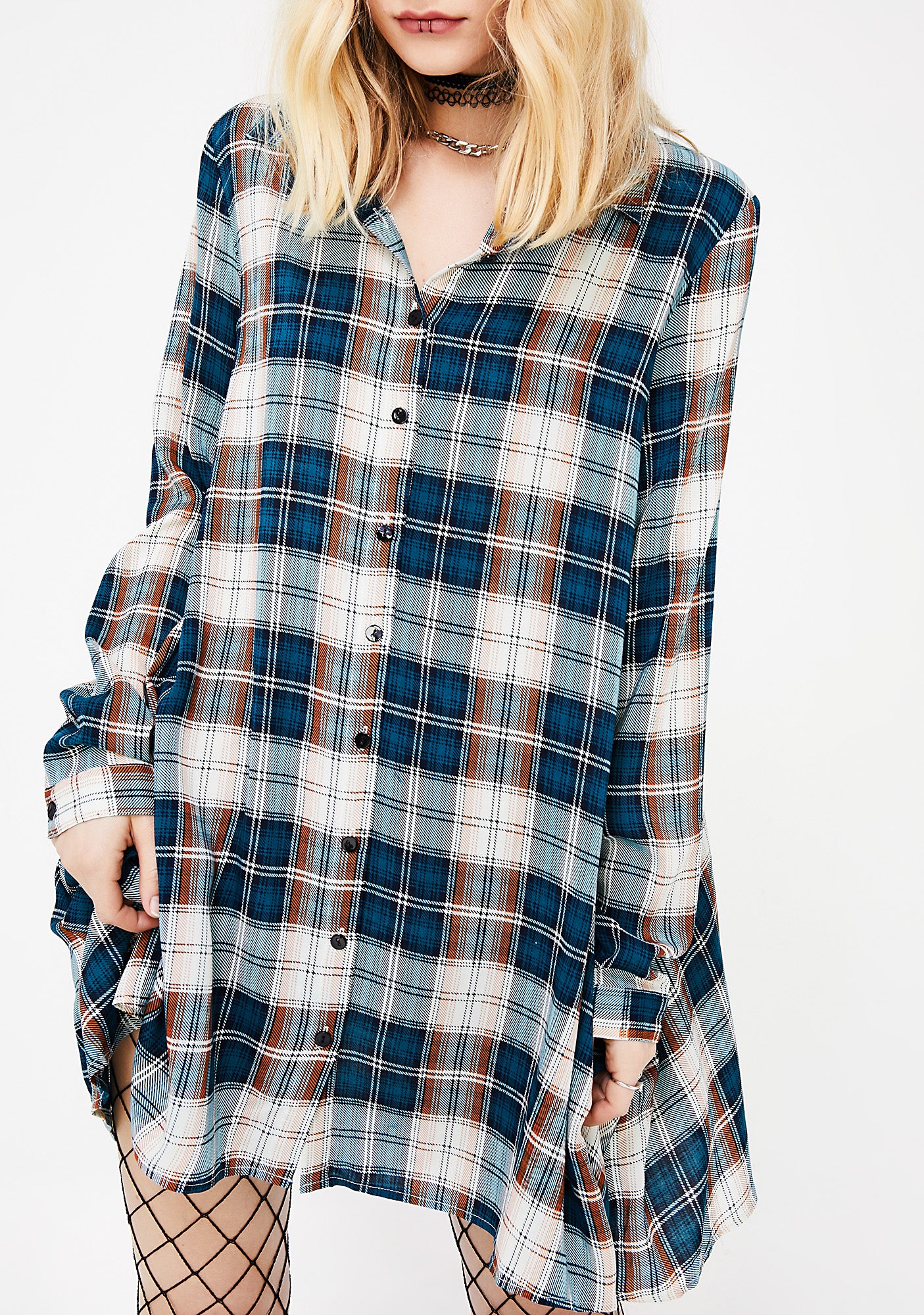 Teal Tardy Party Plaid Dress - Image 3