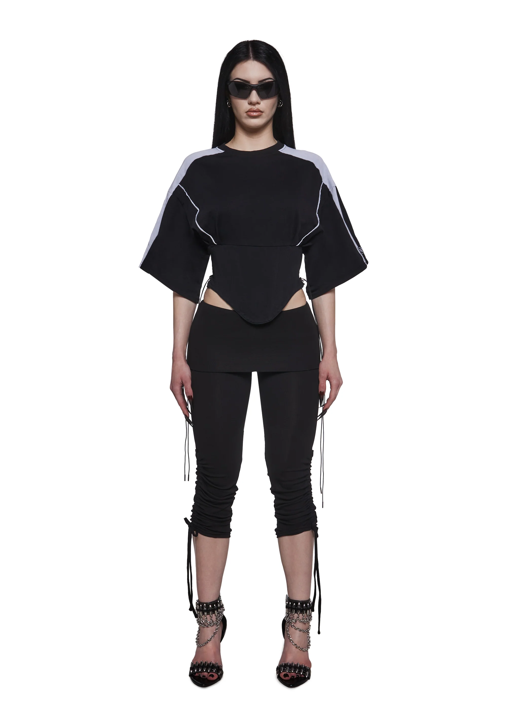 Team Player Corset T-Shirt - Black Washed - Image 2
