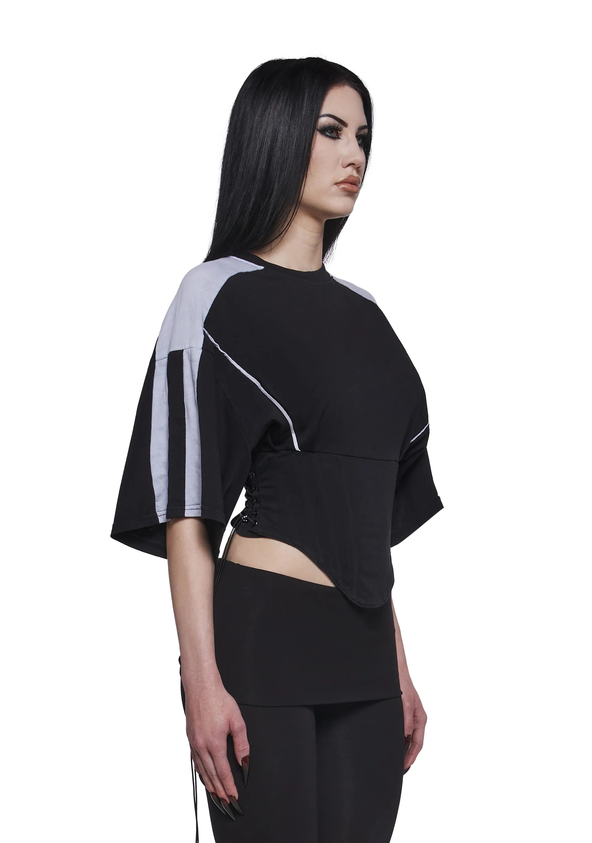 Team Player Corset T-Shirt - Black Washed - Image 6