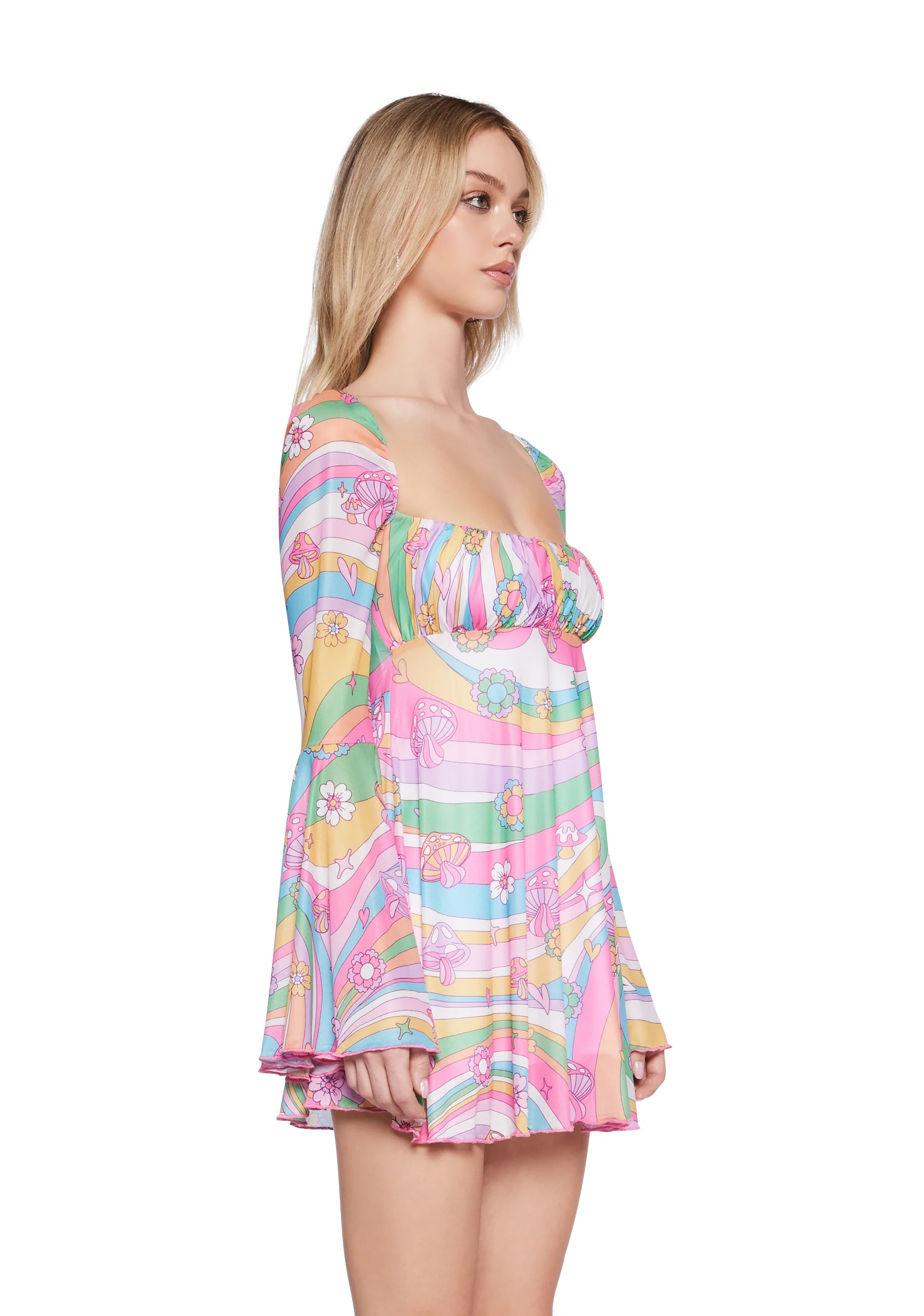 Technicolor Dreams Bell Sleeve Dress - Image 3