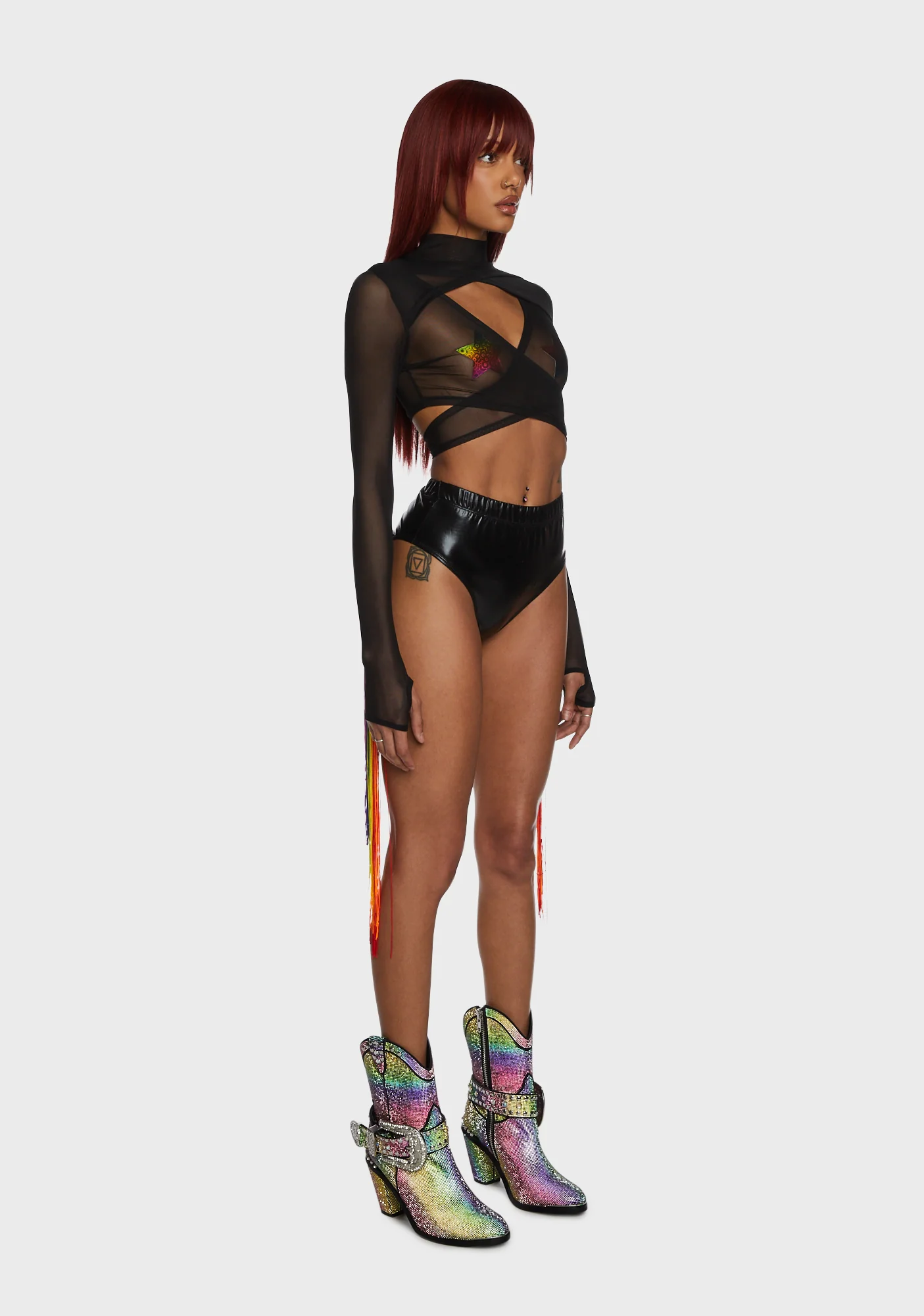 Technicolor Trip Fringe Wrap Top - Image 3