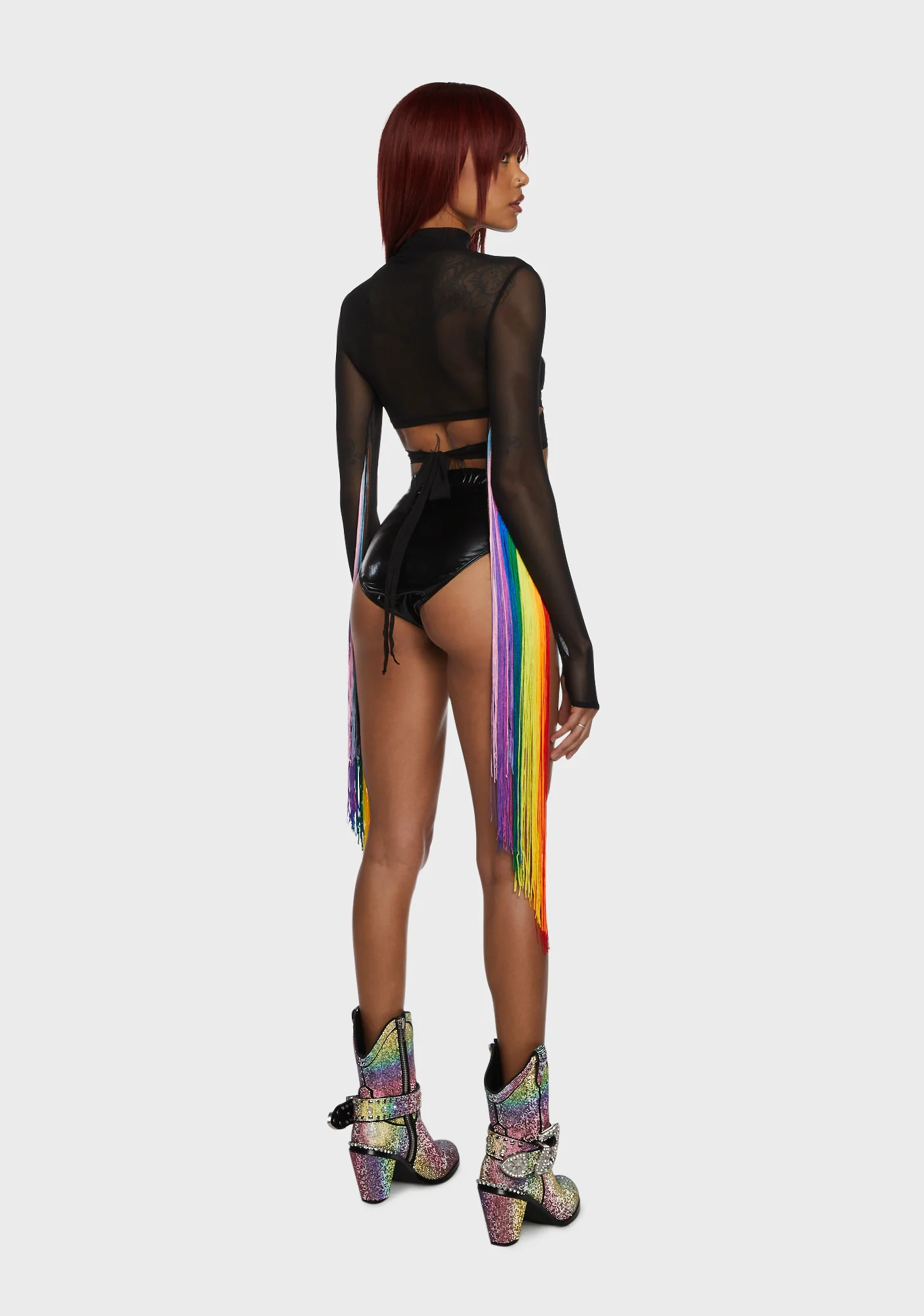 Technicolor Trip Fringe Wrap Top - Image 4