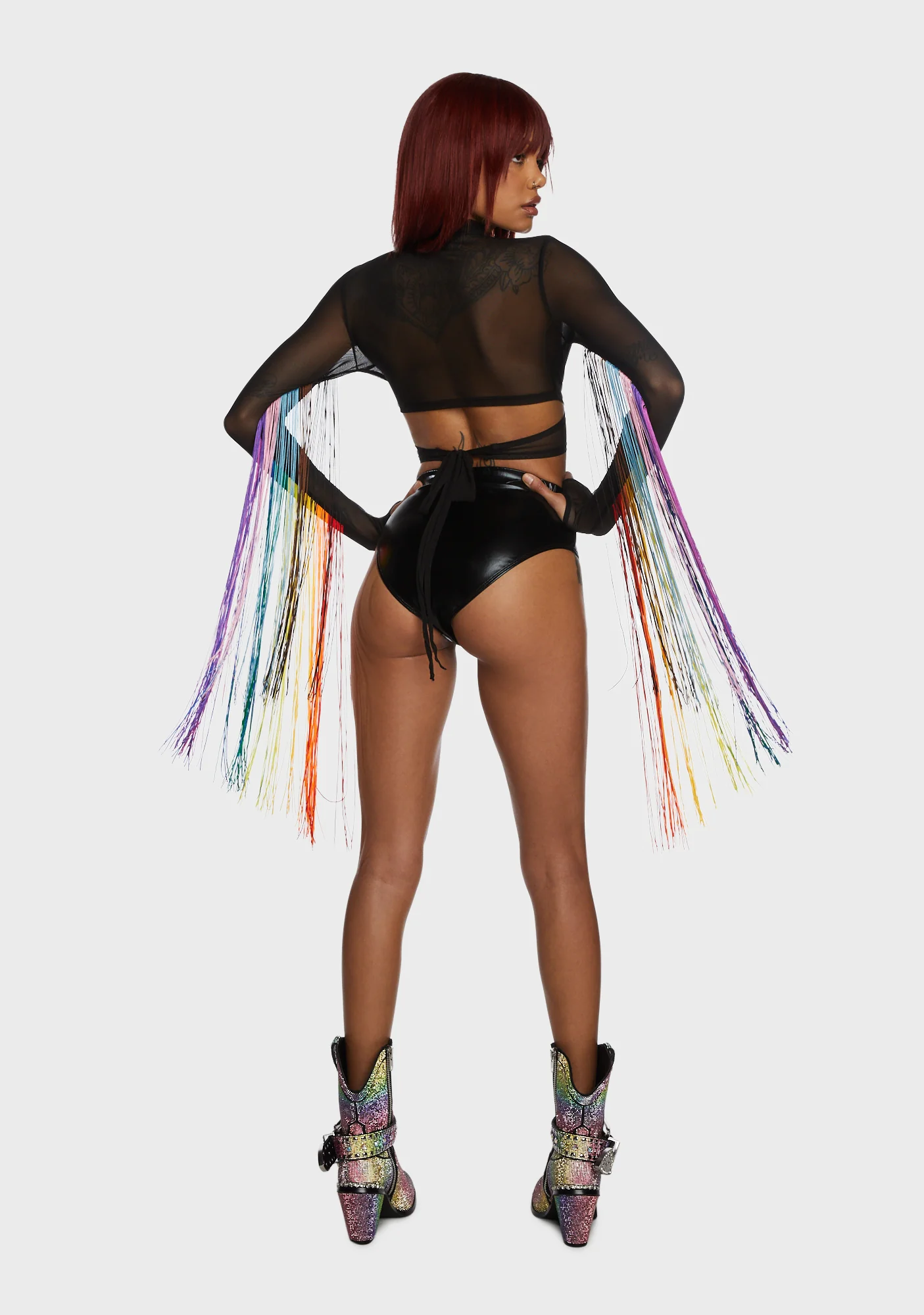 Technicolor Trip Fringe Wrap Top - Image 7