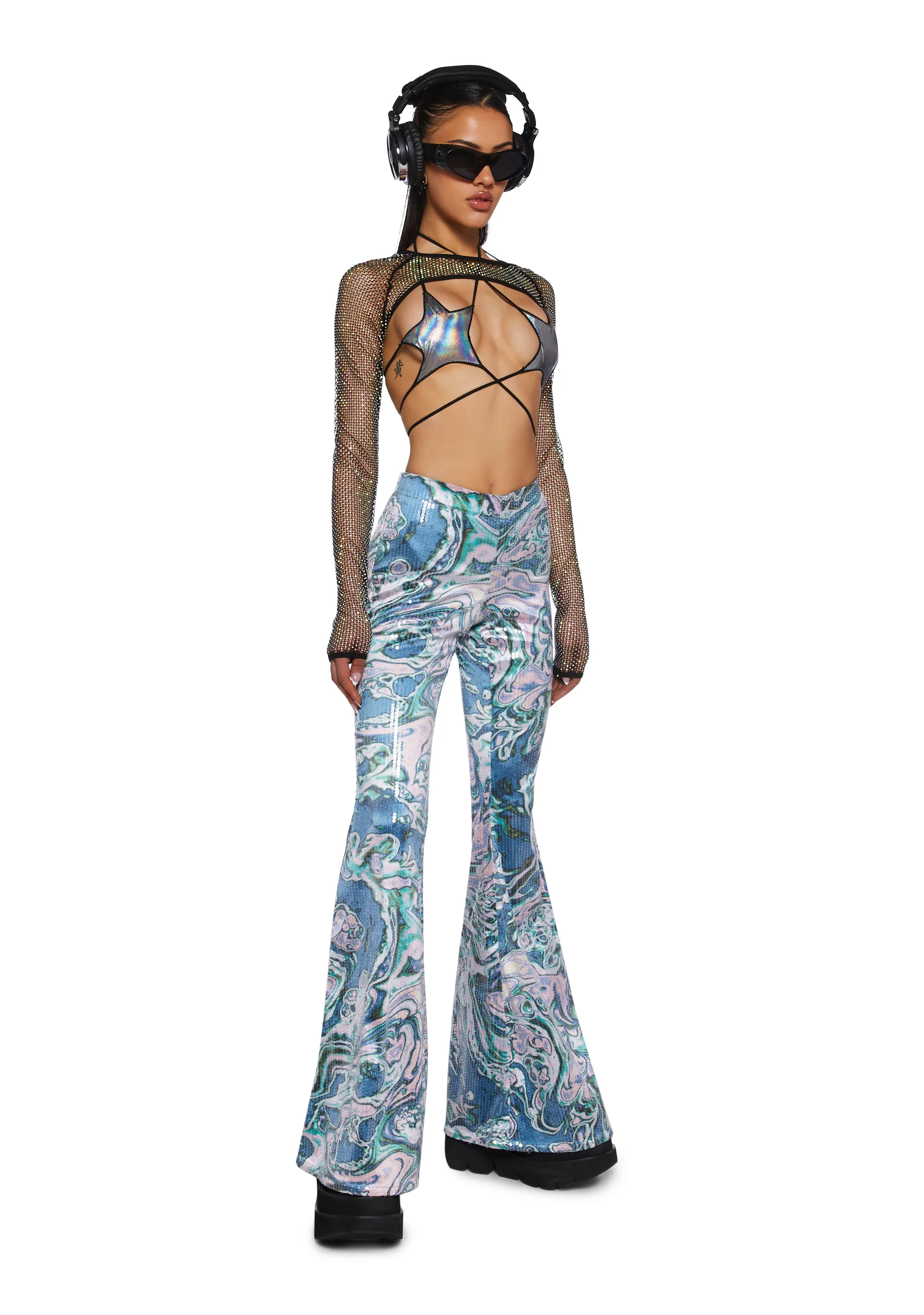 Techno Angel Sequin Flare Pants - Image 2
