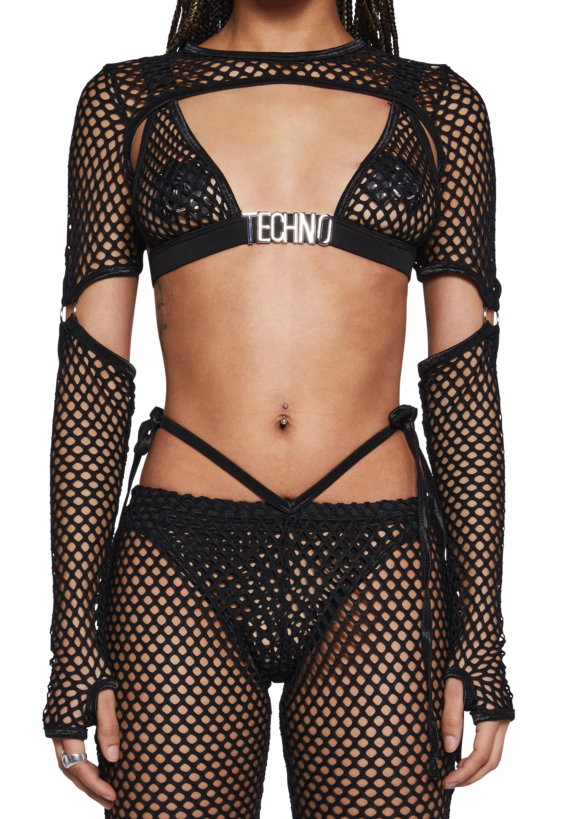 Techno Fantasy Fishnet Shrug - Black - Image 5