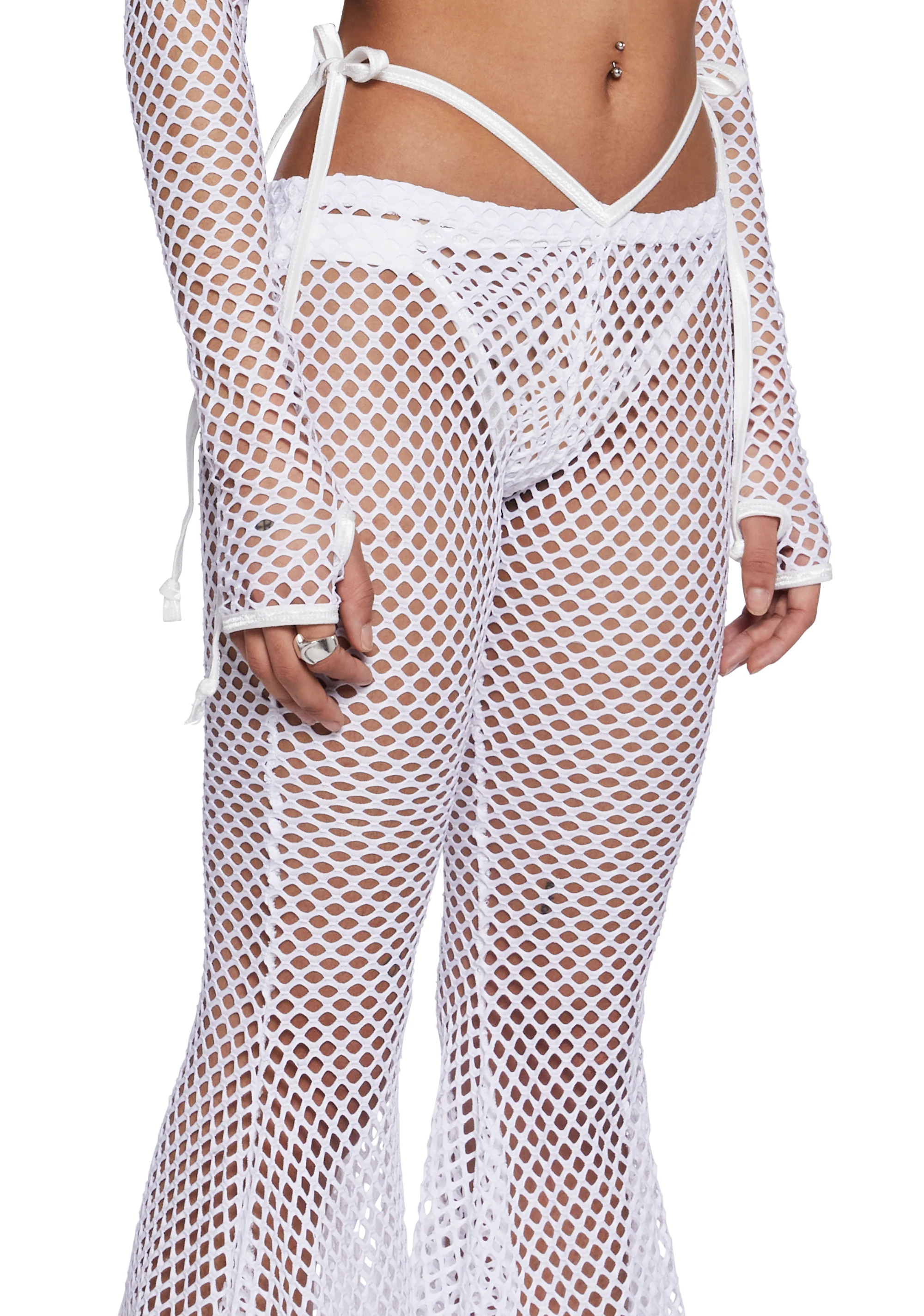 Techno Fantasy Flare Pants - White - Image 5