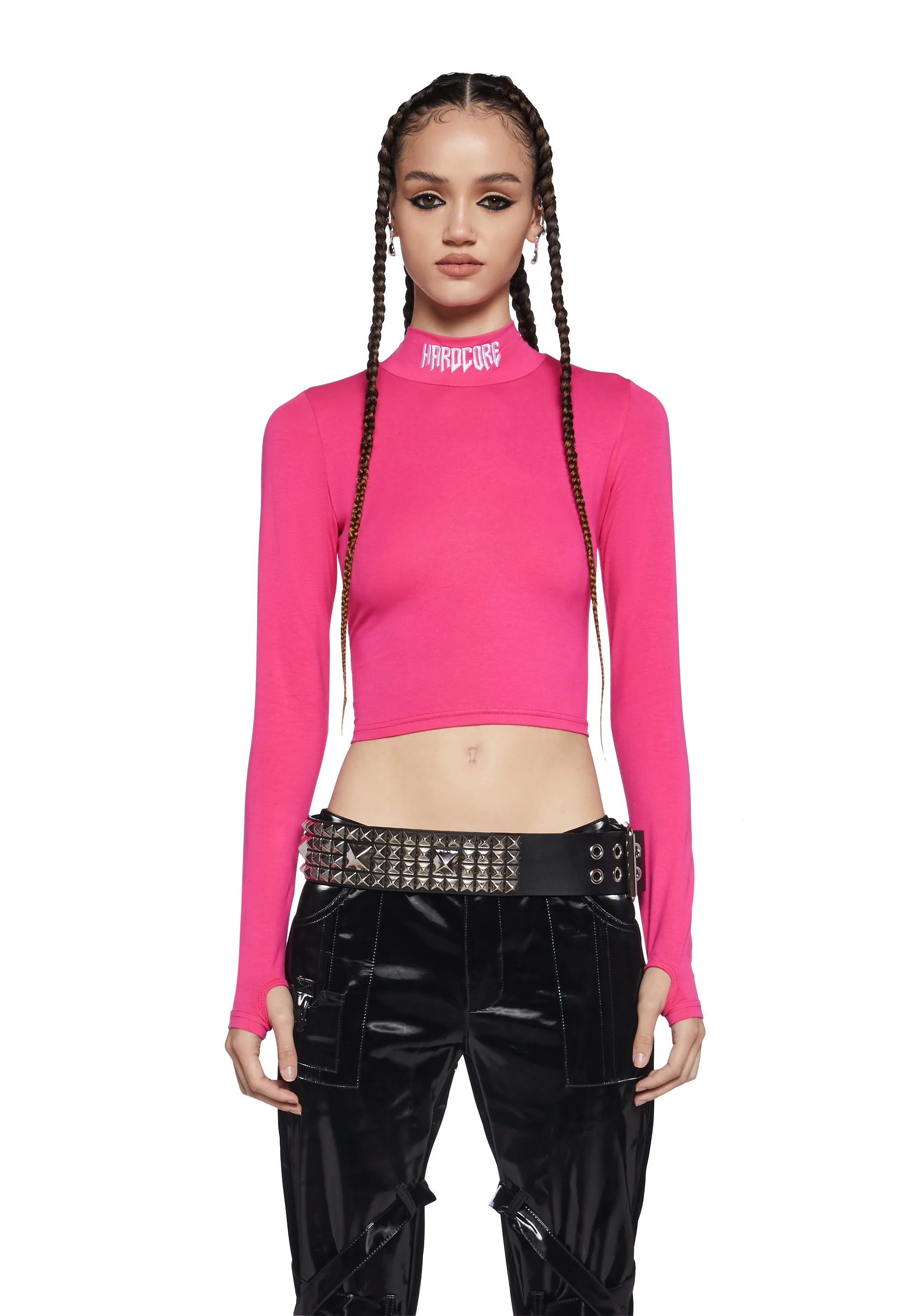 Techno Snob Mock Neck Top - Pink - Image 2