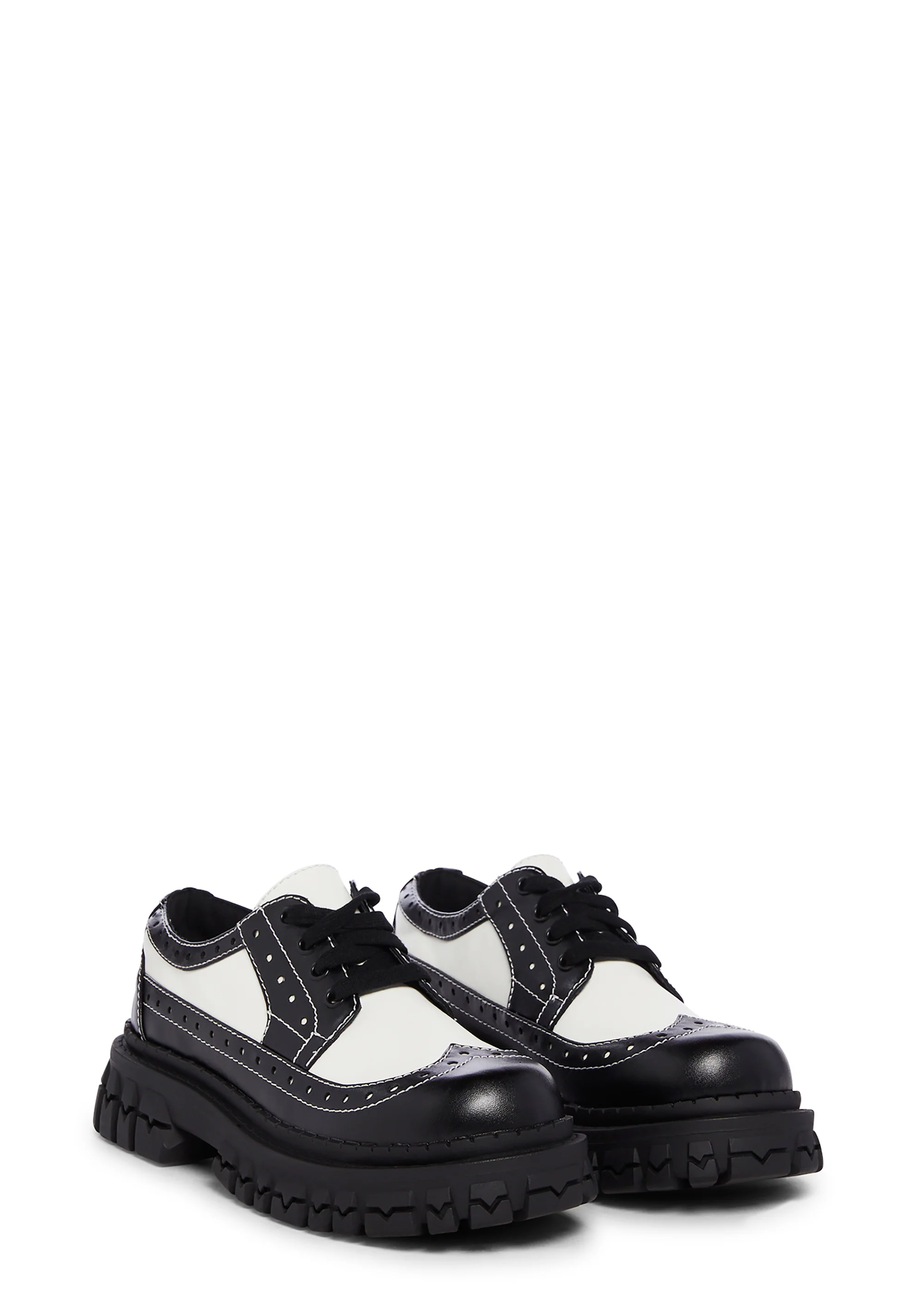 Teen Craft Color Block Oxford Platform Shoes - Black/White - Image 3