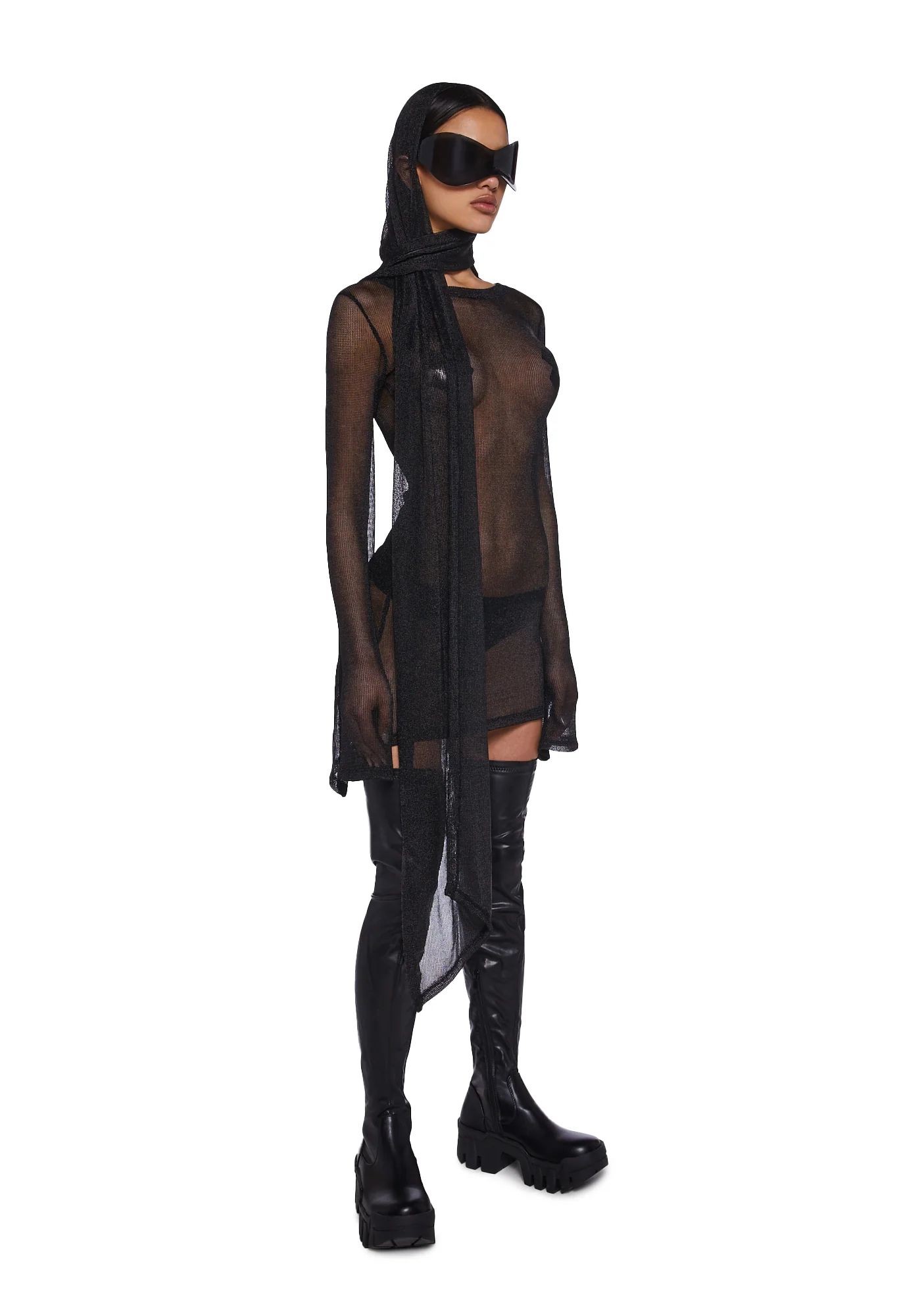 Tempo Metallic Wrap Scarf - Black - Image 2