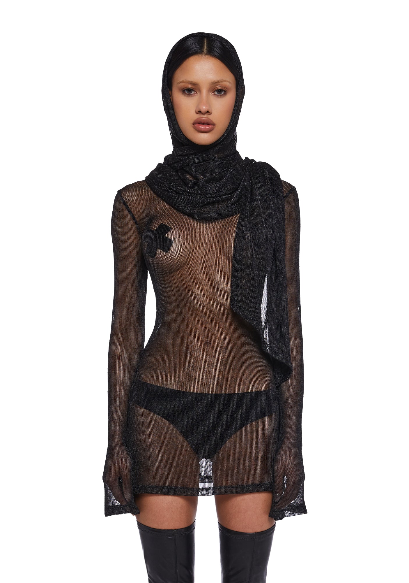 Tempo Metallic Wrap Scarf - Black - Image 5