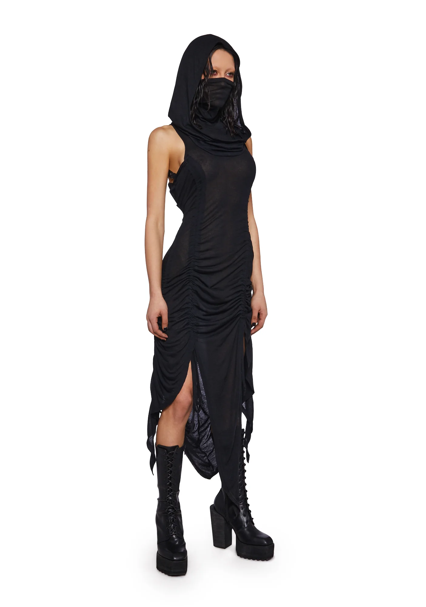 Crossfade Ruched Harness Dress - Black - Image 3