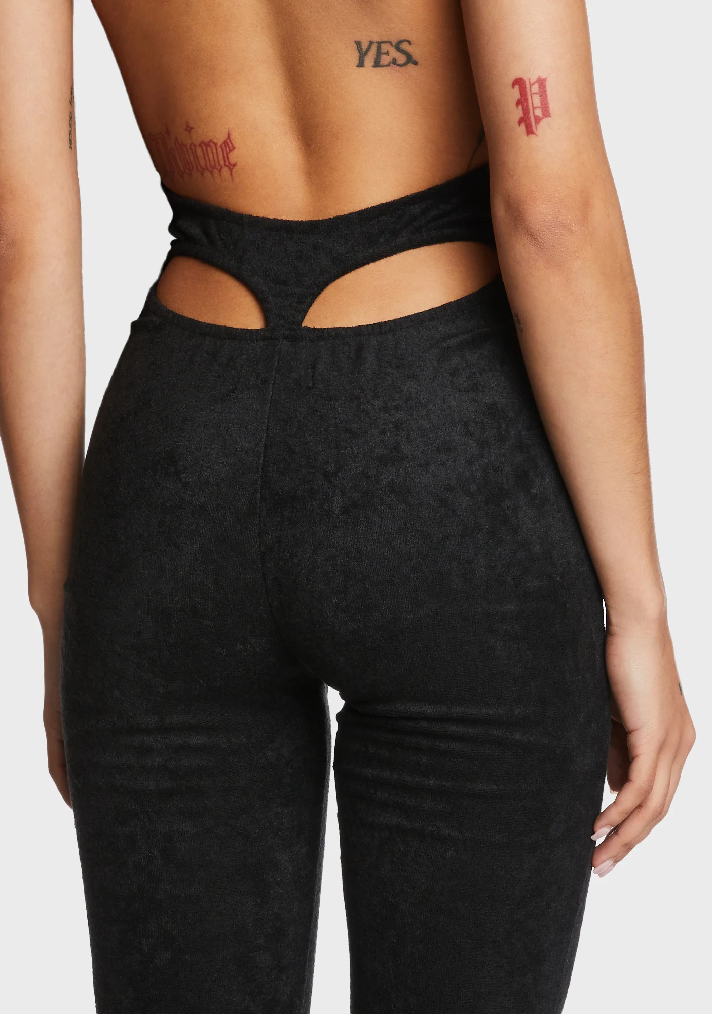 Terri Open Back Jumpsuit - Black - Image 2