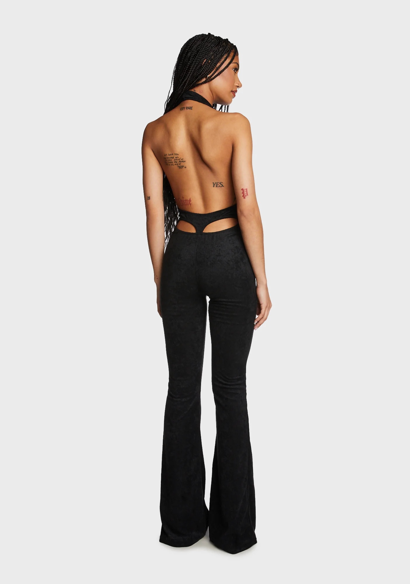 Terri Open Back Jumpsuit - Black - Image 5
