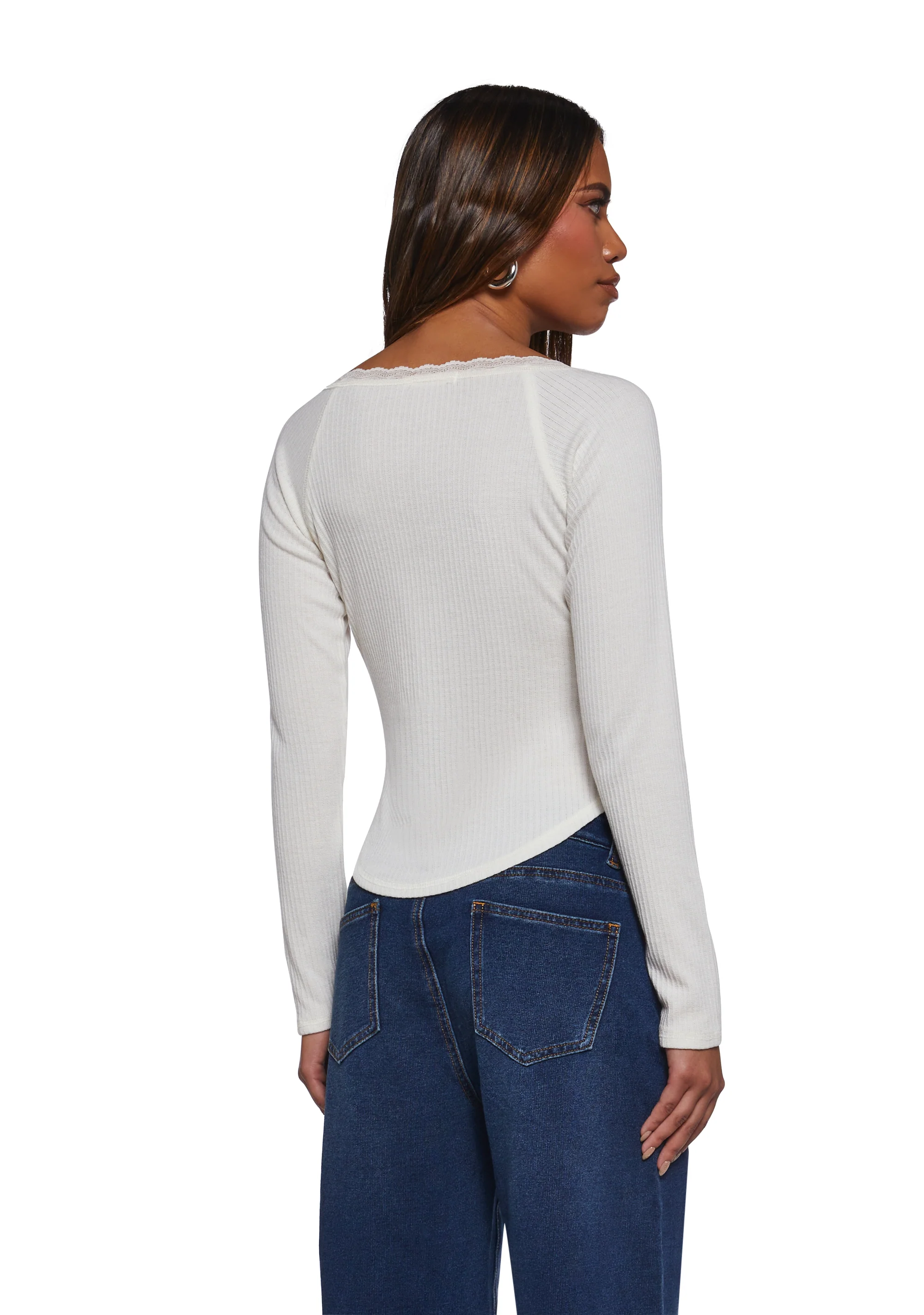 Text Me Long Sleeve Top - Ivory - Image 4