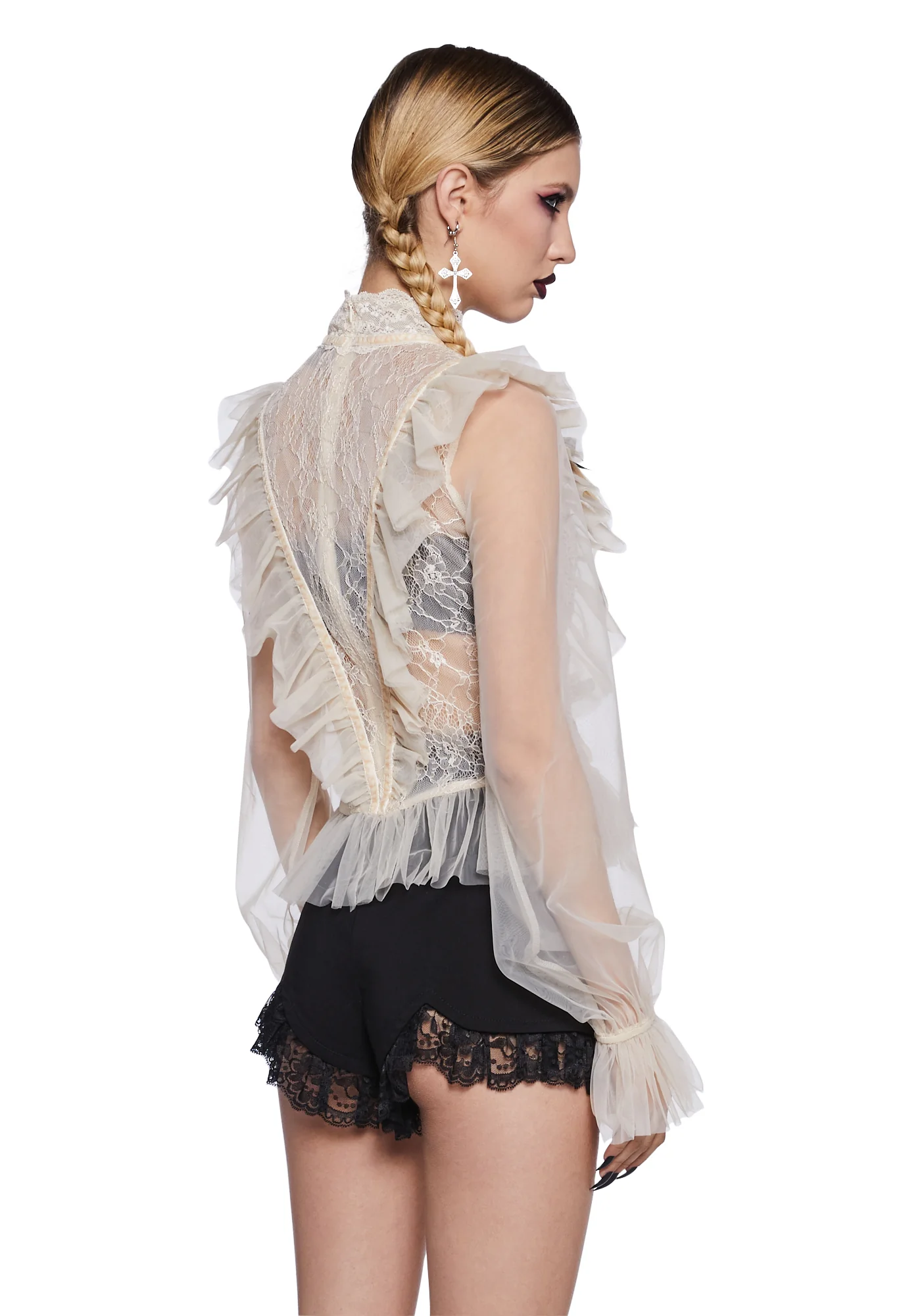 The Midnight Hour Sheer Blouse - Off White - Image 4