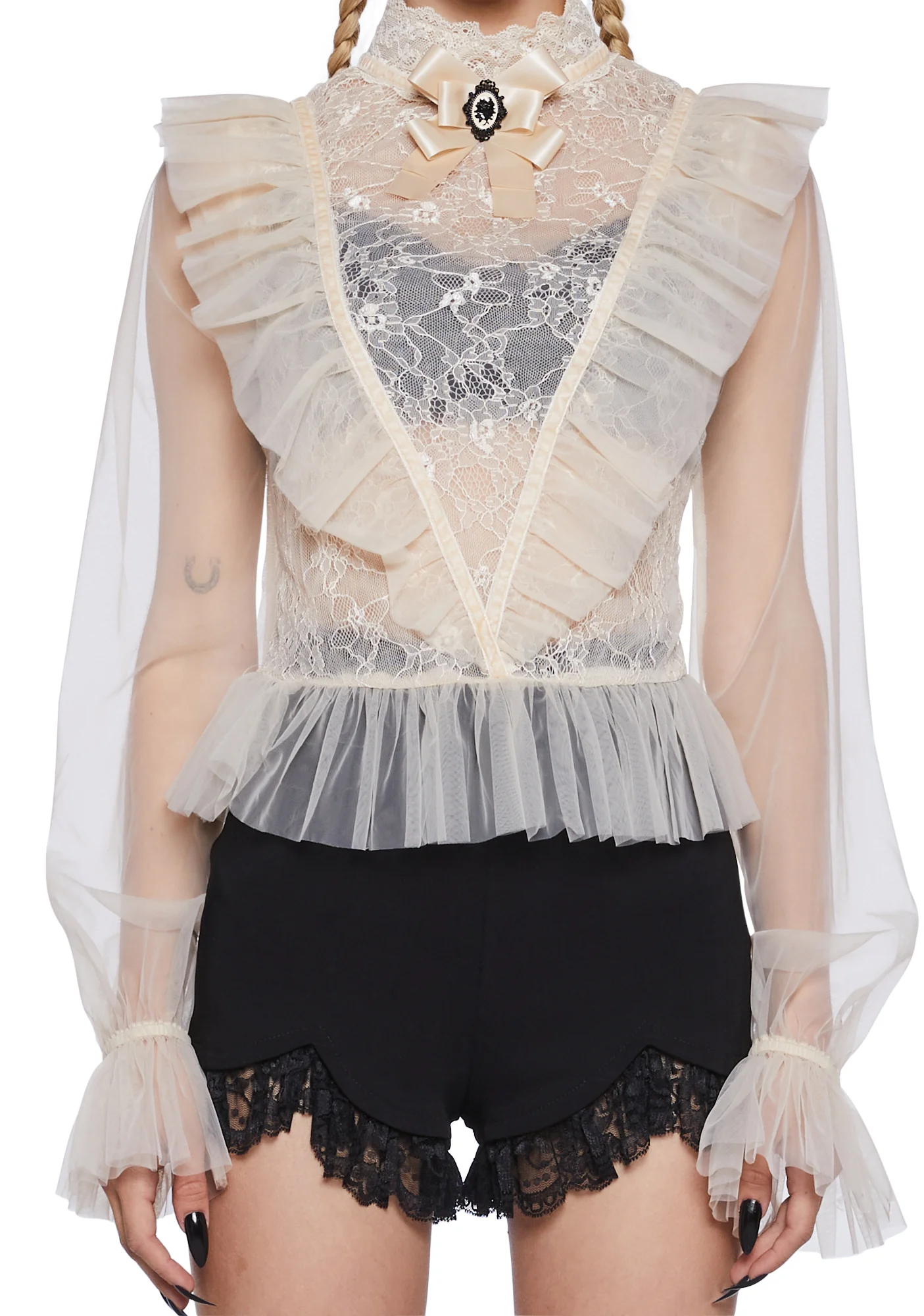 The Midnight Hour Sheer Blouse - Off White - Image 5