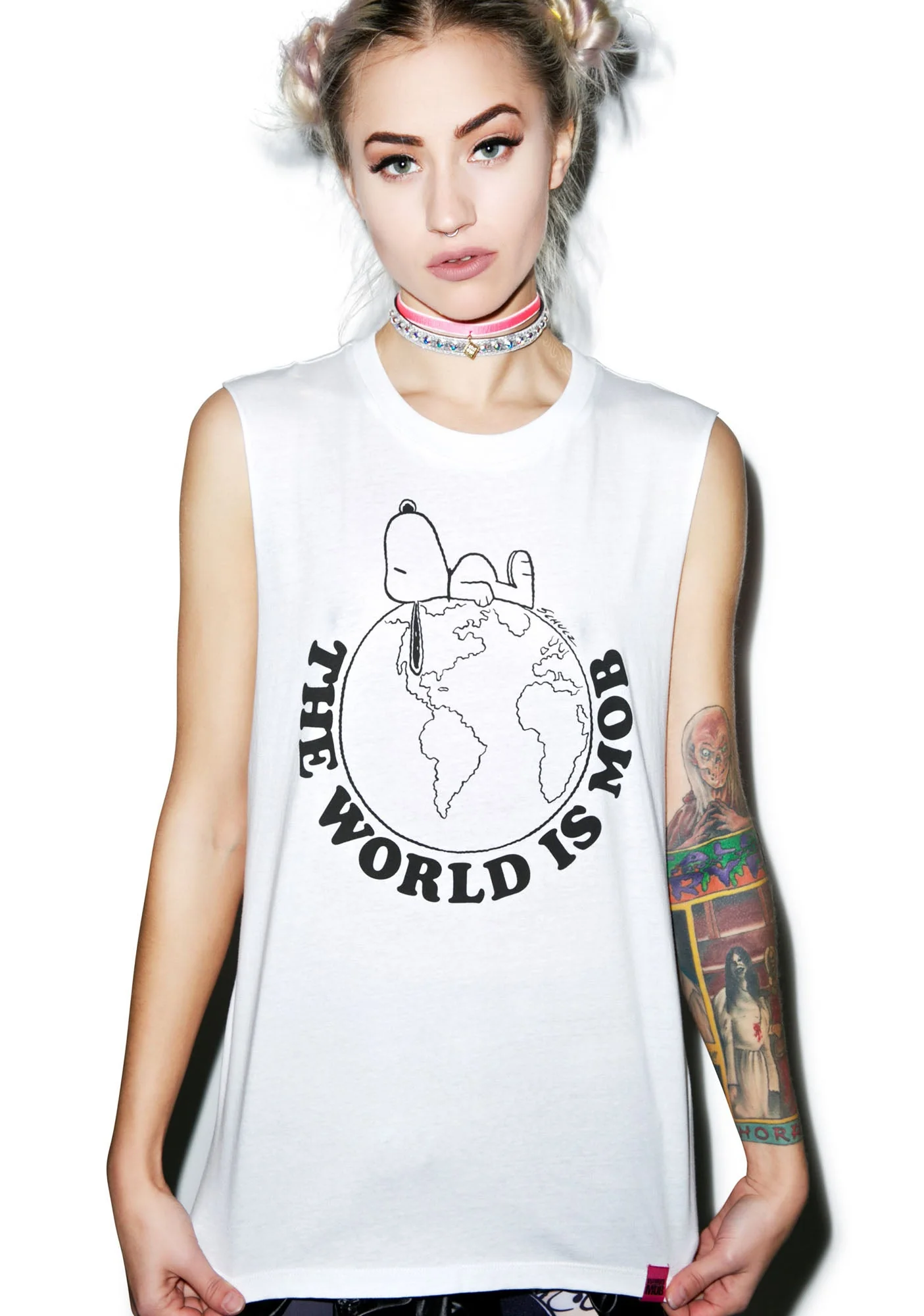 The World Is Mob Muscle Tee - Black - Image 5