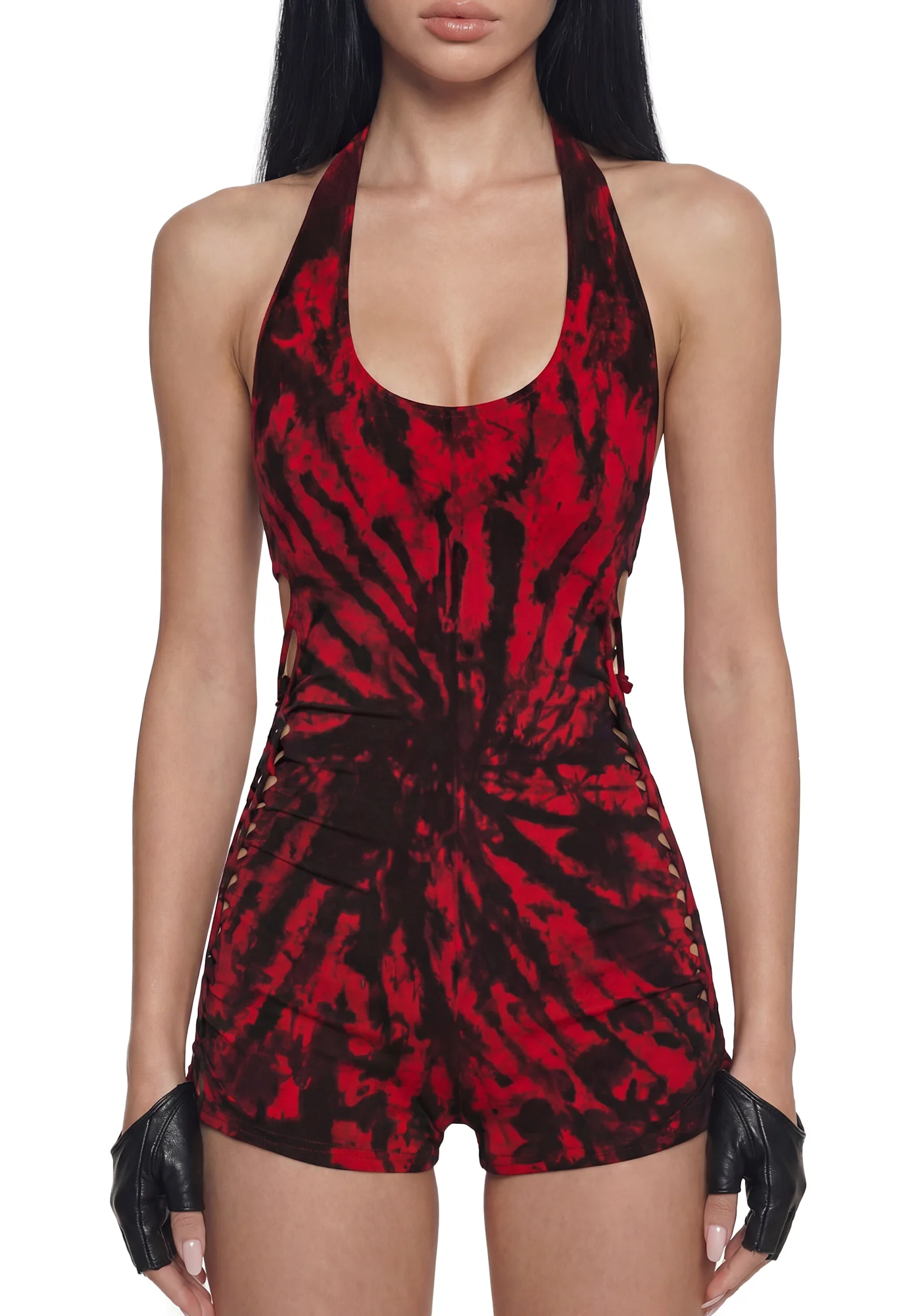 Endless Horizon Shredded Romper - Red/Black - Image 5