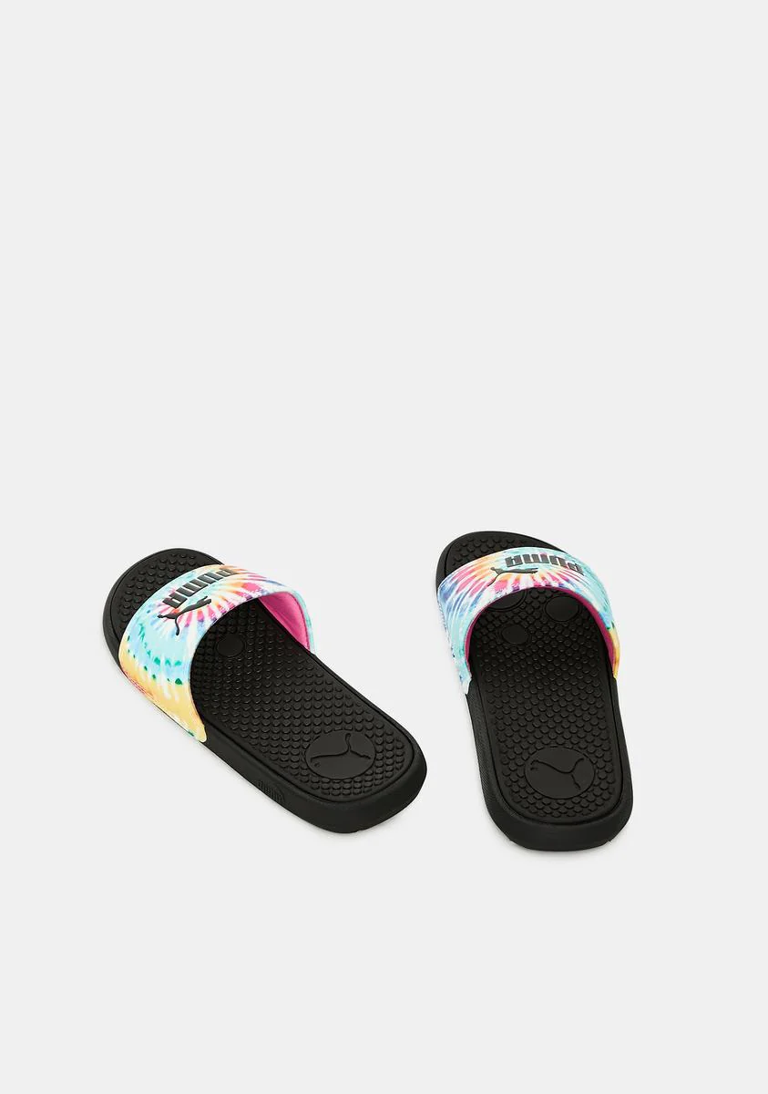 Tie Dye Cool Cat Women's Slides - Image 3