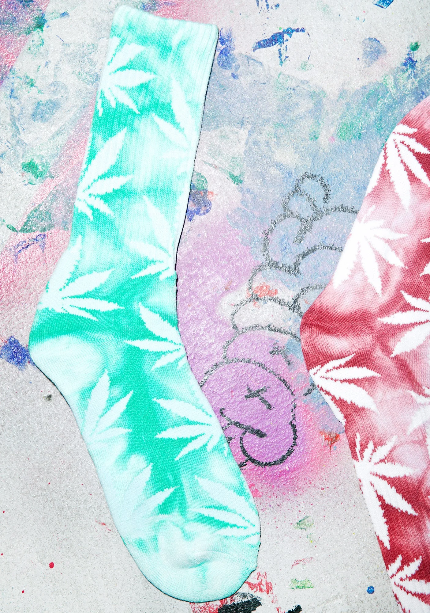 Tie Dye Plantlife Crew Sock - Dark Blue - Image 11