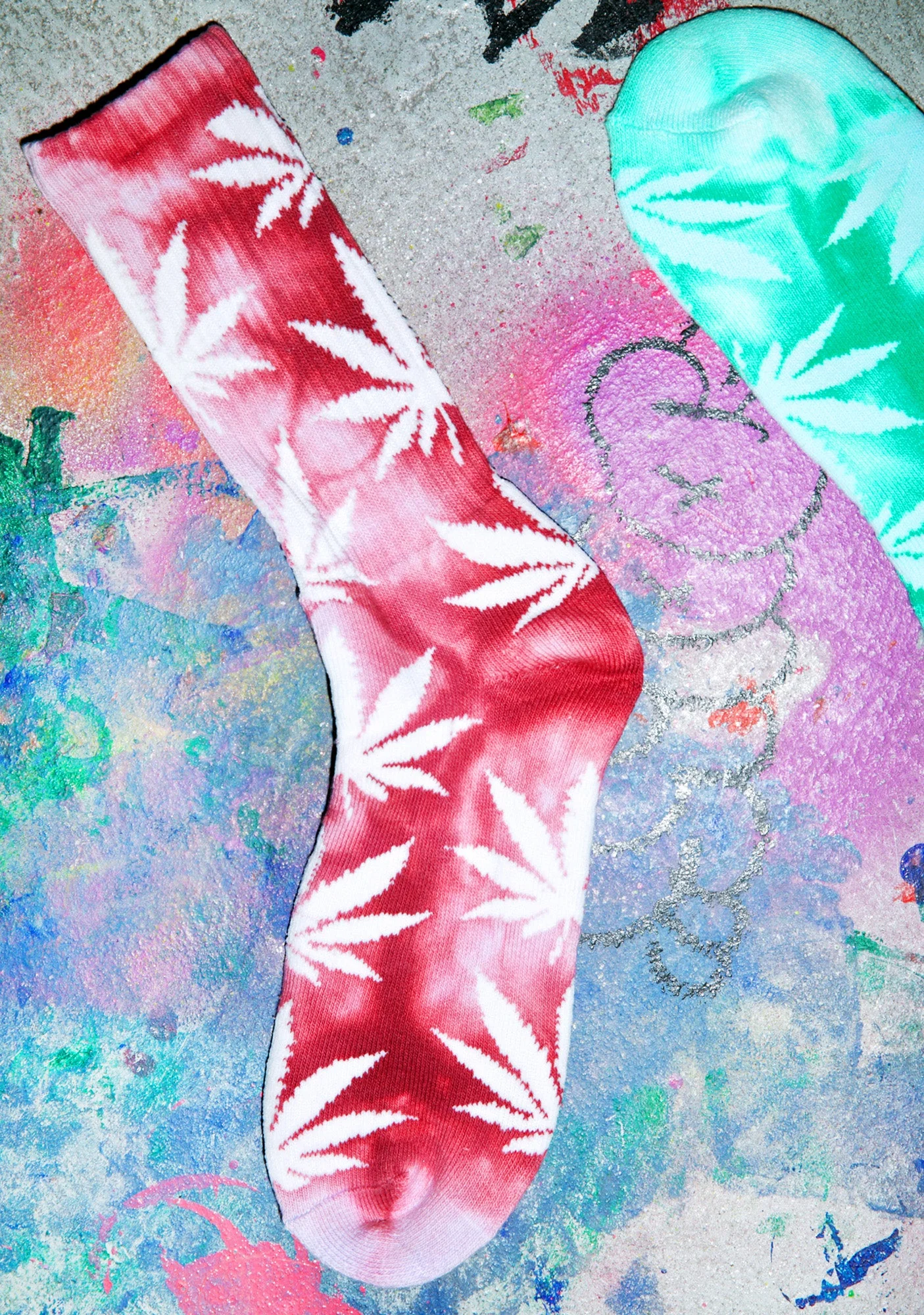 Tie Dye Plantlife Crew Sock - Dark Blue - Image 2