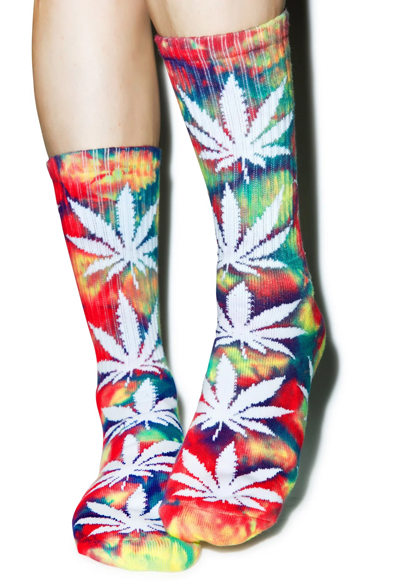 Tie Dye Plantlife Crew Sock - Dark Red - Image 24