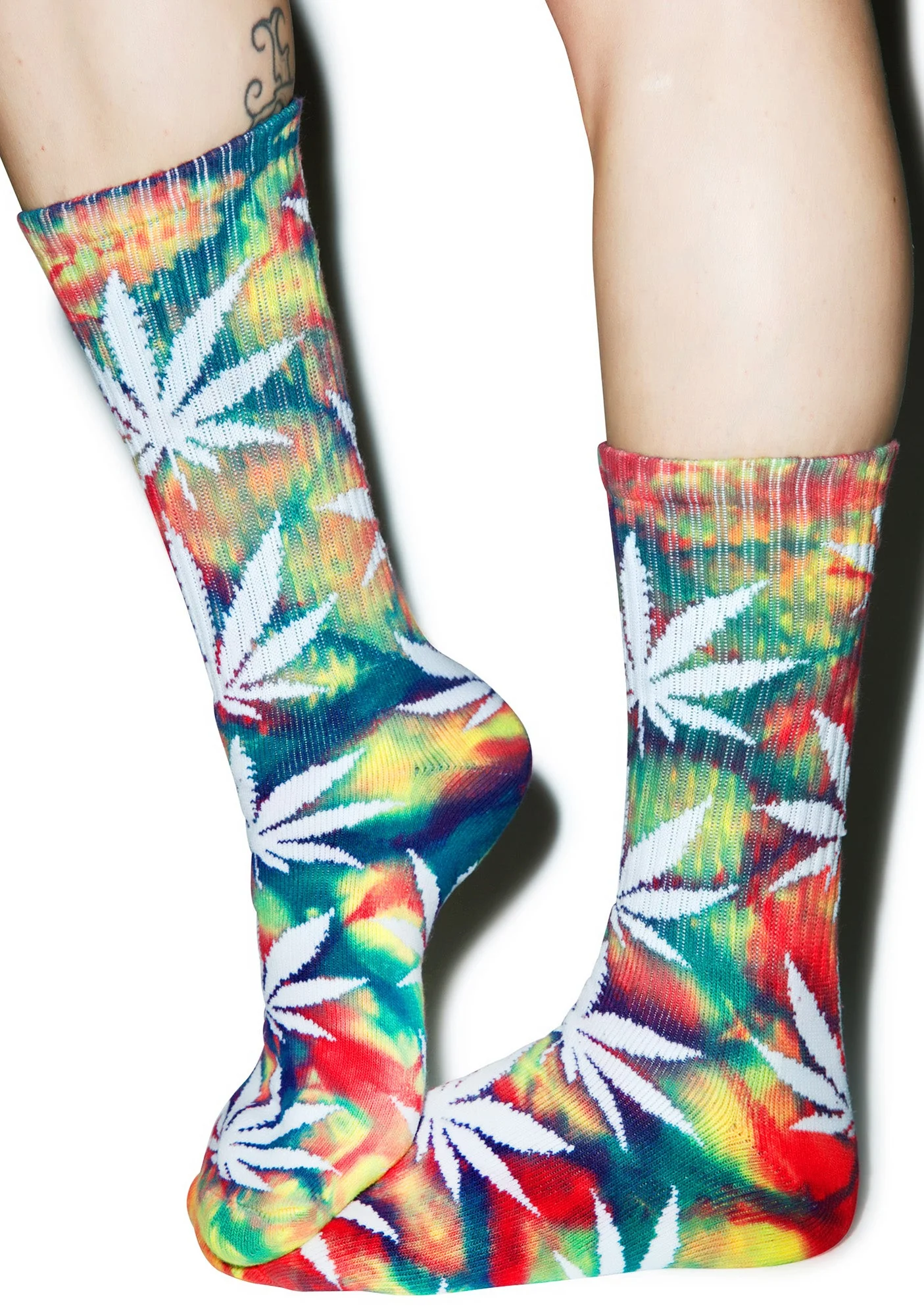 Tie Dye Plantlife Crew Sock - Dark Red - Image 3