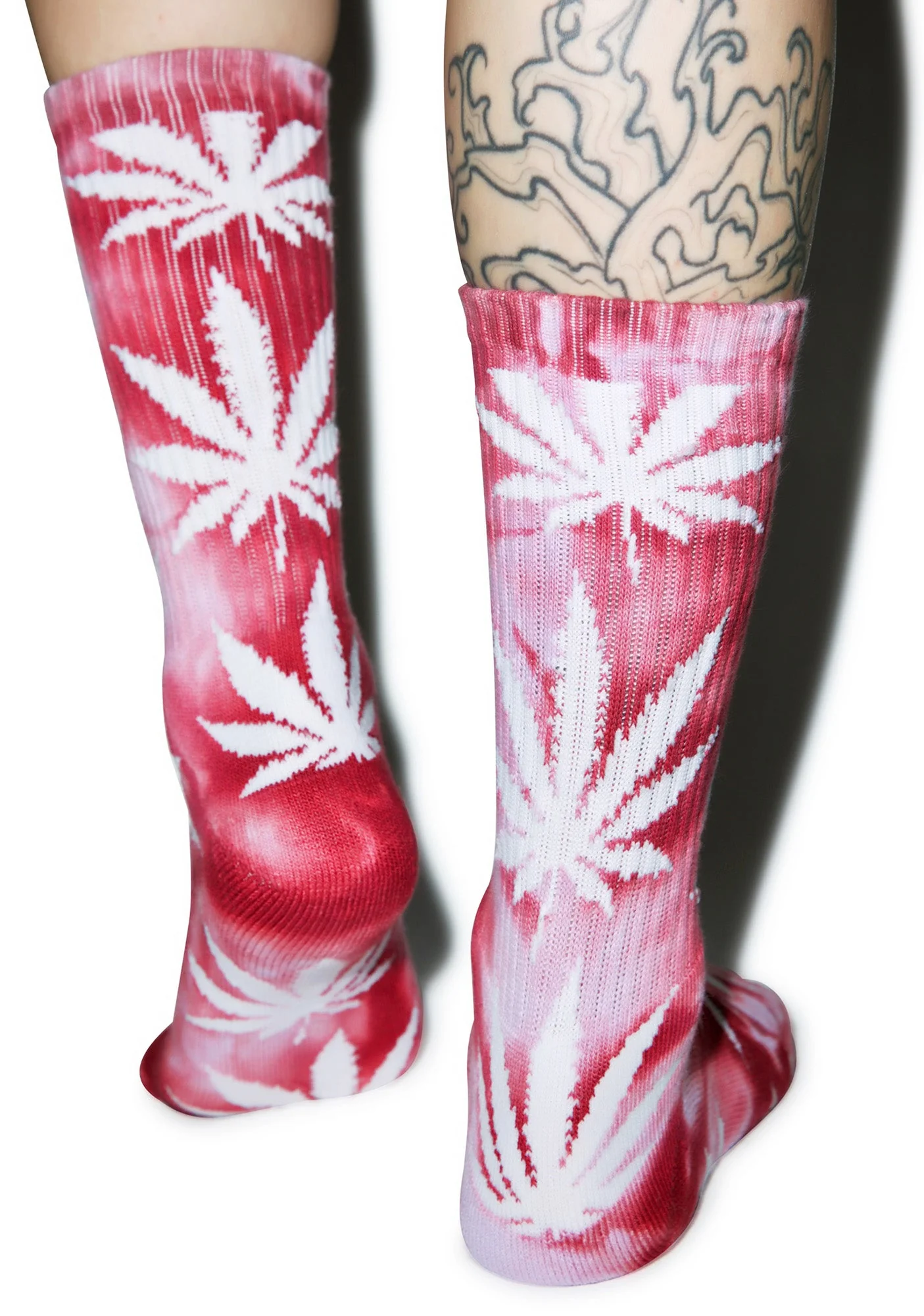 Tie Dye Plantlife Crew Sock - Dark Red - Image 6