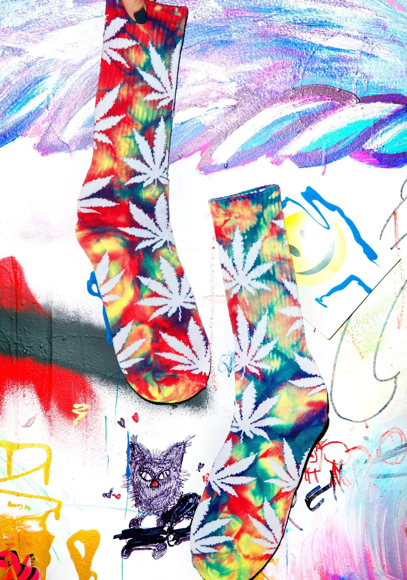 Tie Dye Plantlife Crew Sock - Off White - Image 22
