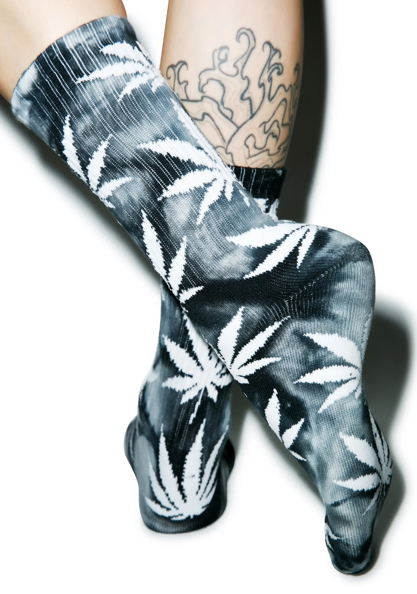 Tie Dye Plantlife Crew Sock - Off White - Image 8