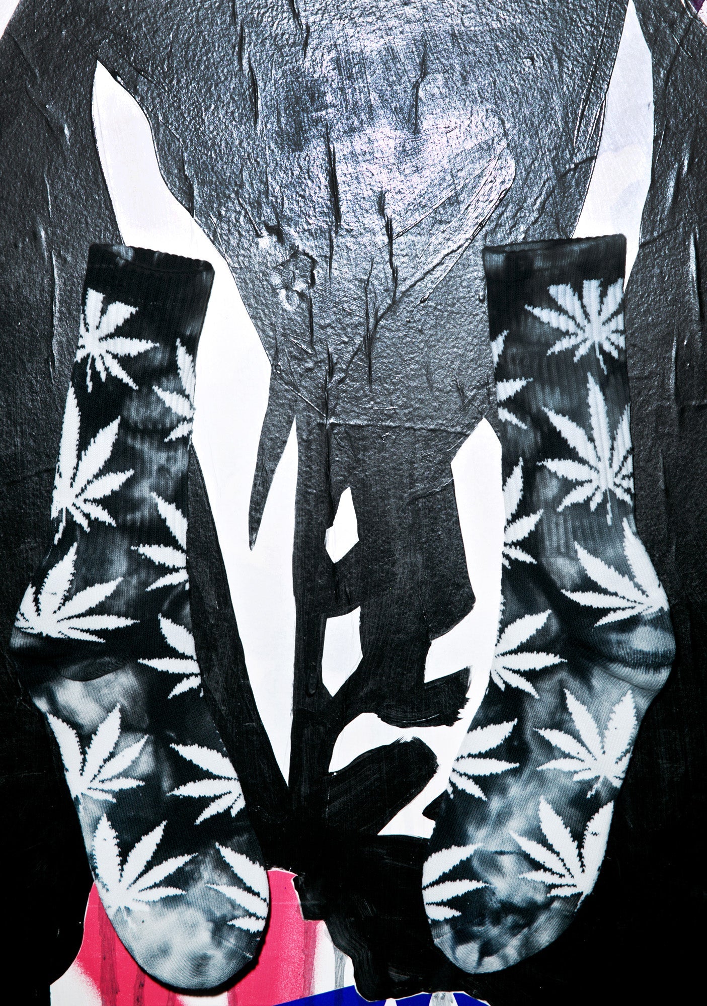 Tie Dye Plantlife Crew Sock - Black - Image 13