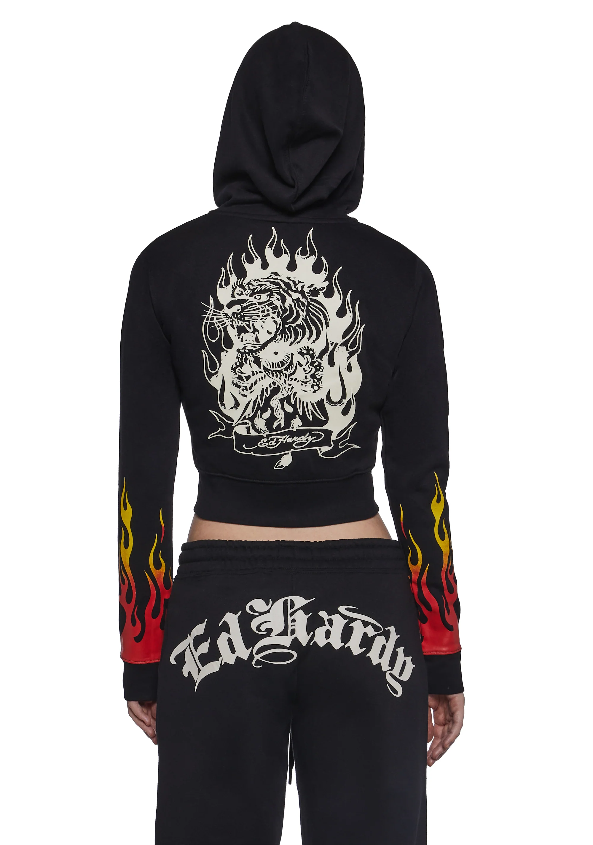 Tiger Flame Crop Zip Hoodie - Image 4
