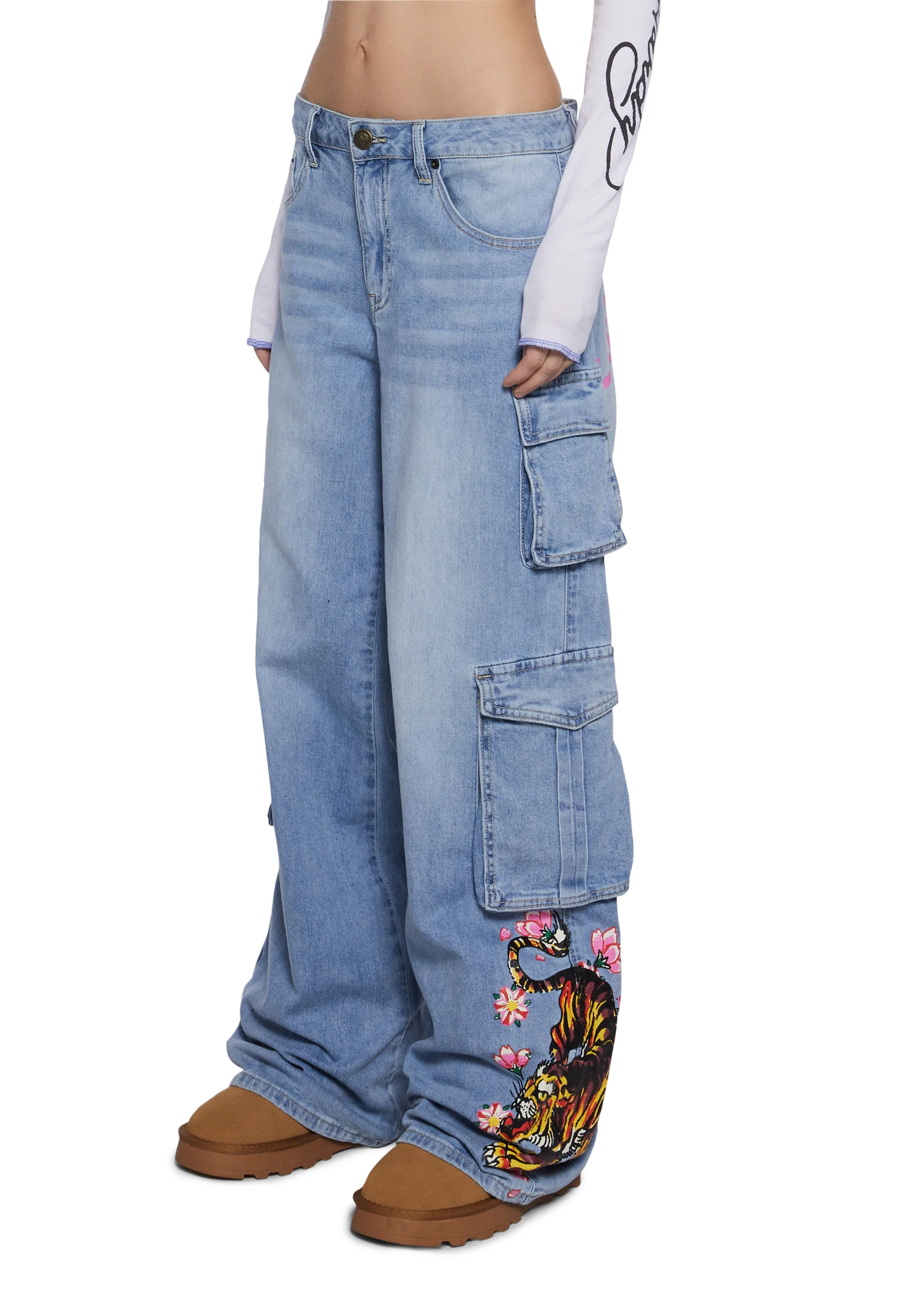 Tiger Flowers Cargo Jeans - Image 5