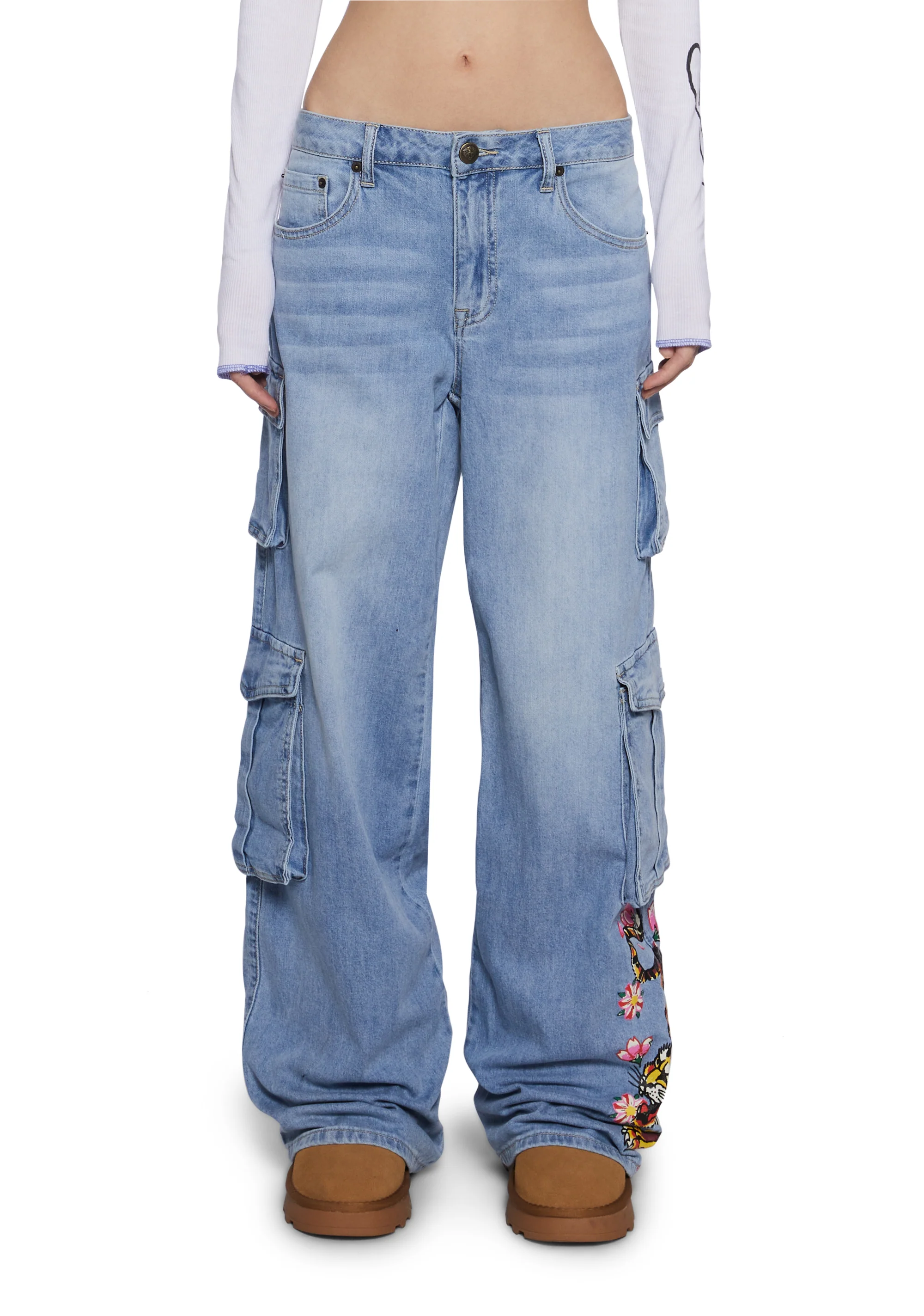 Tiger Flowers Cargo Jeans - Image 6