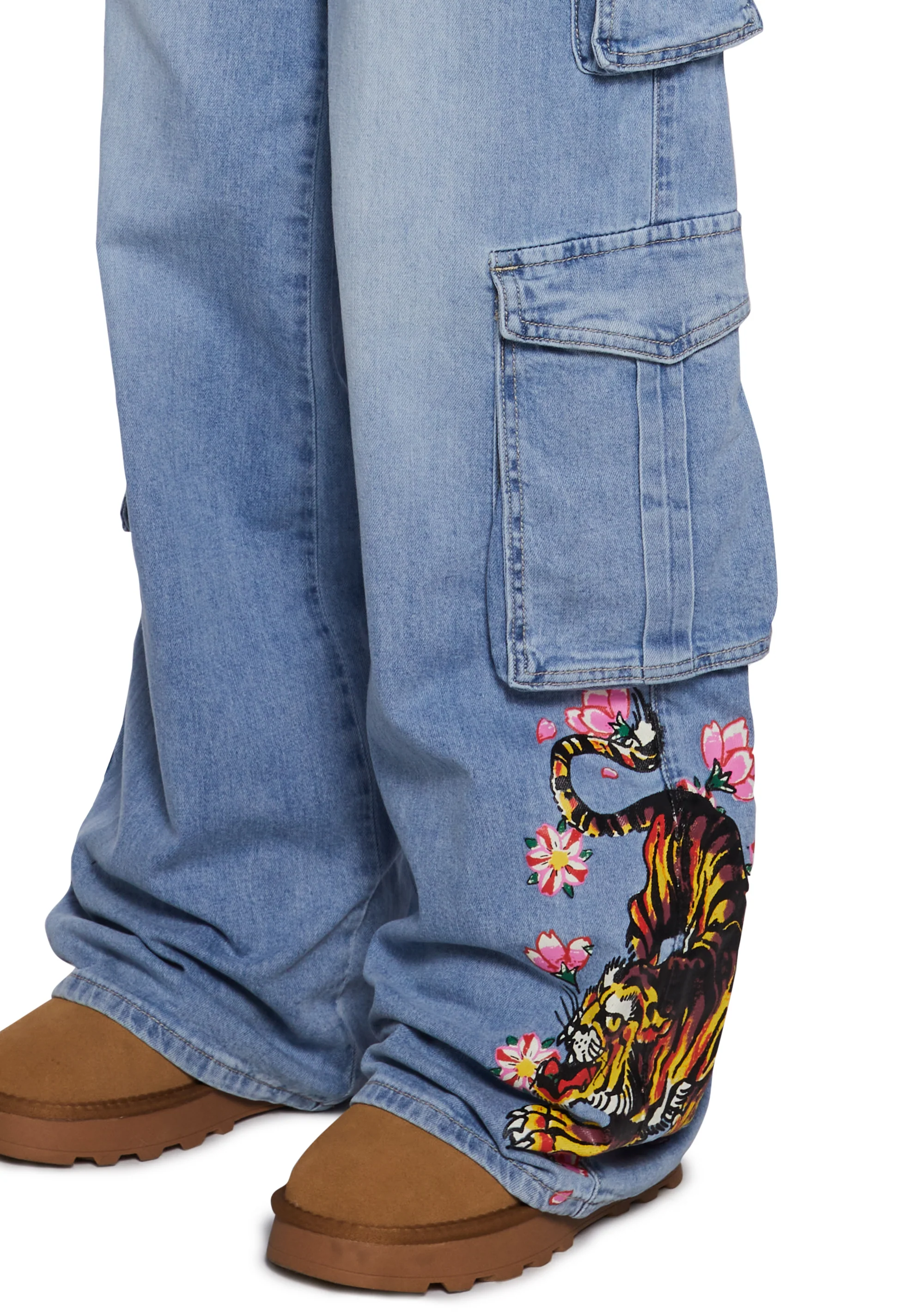 Tiger Flowers Cargo Jeans - Image 7